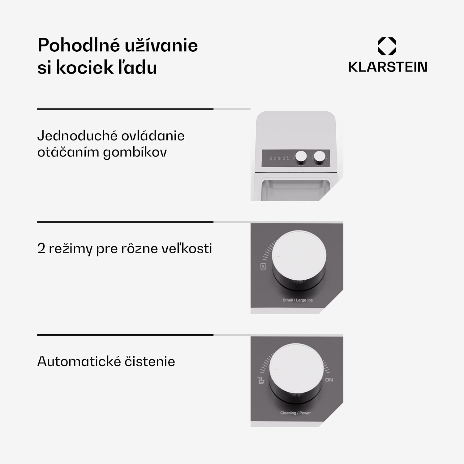 IceCraft výrobník kociek ľadu, 2 režimy, 1,3 l studenej vody, automatické čistenie, 12 kg/24 hod Biela