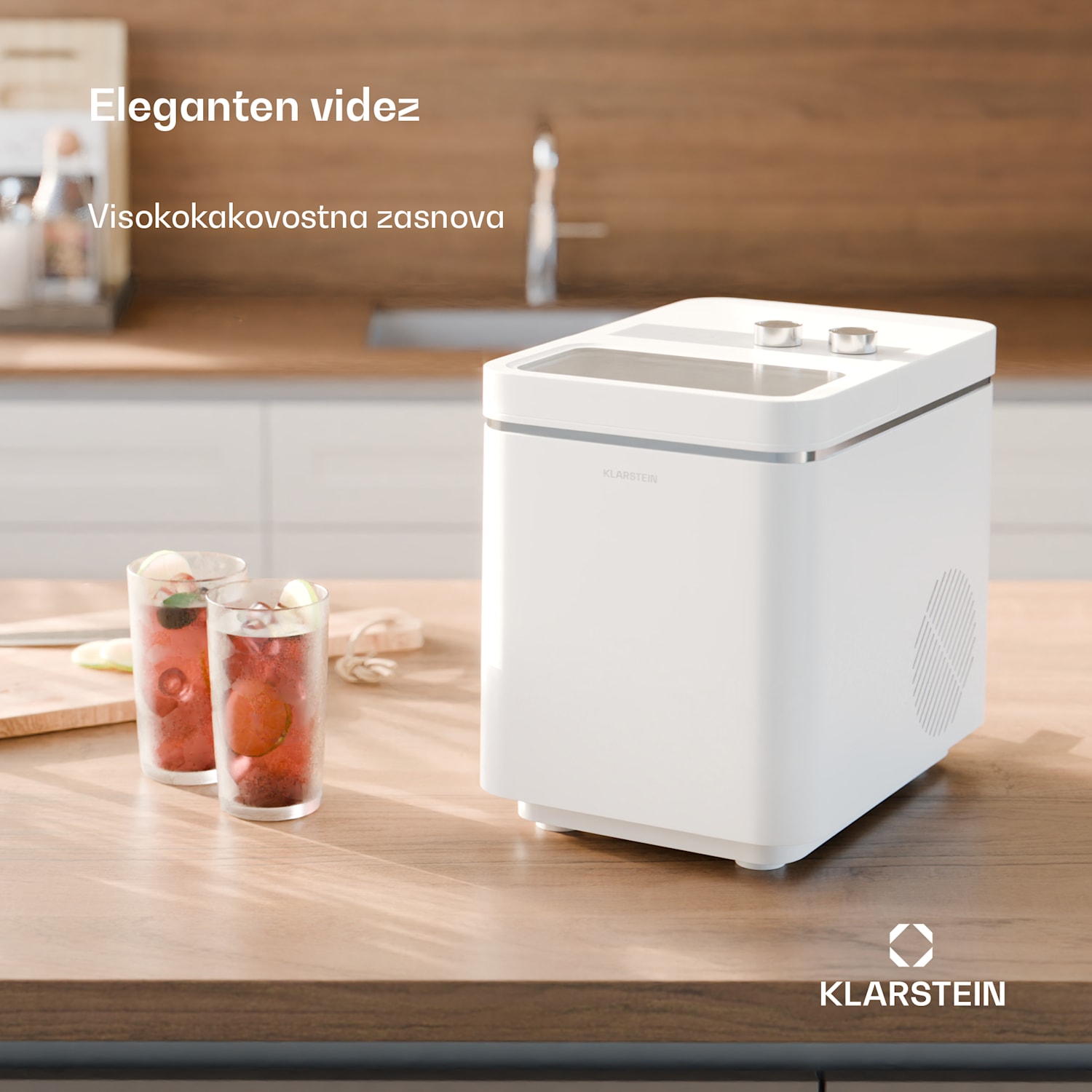 IceCraft izdelovalec ledenih kock, 2 načina, 1,3 l mrzle vode, samodejno čiščenje, 12 kg/24 ur Bela