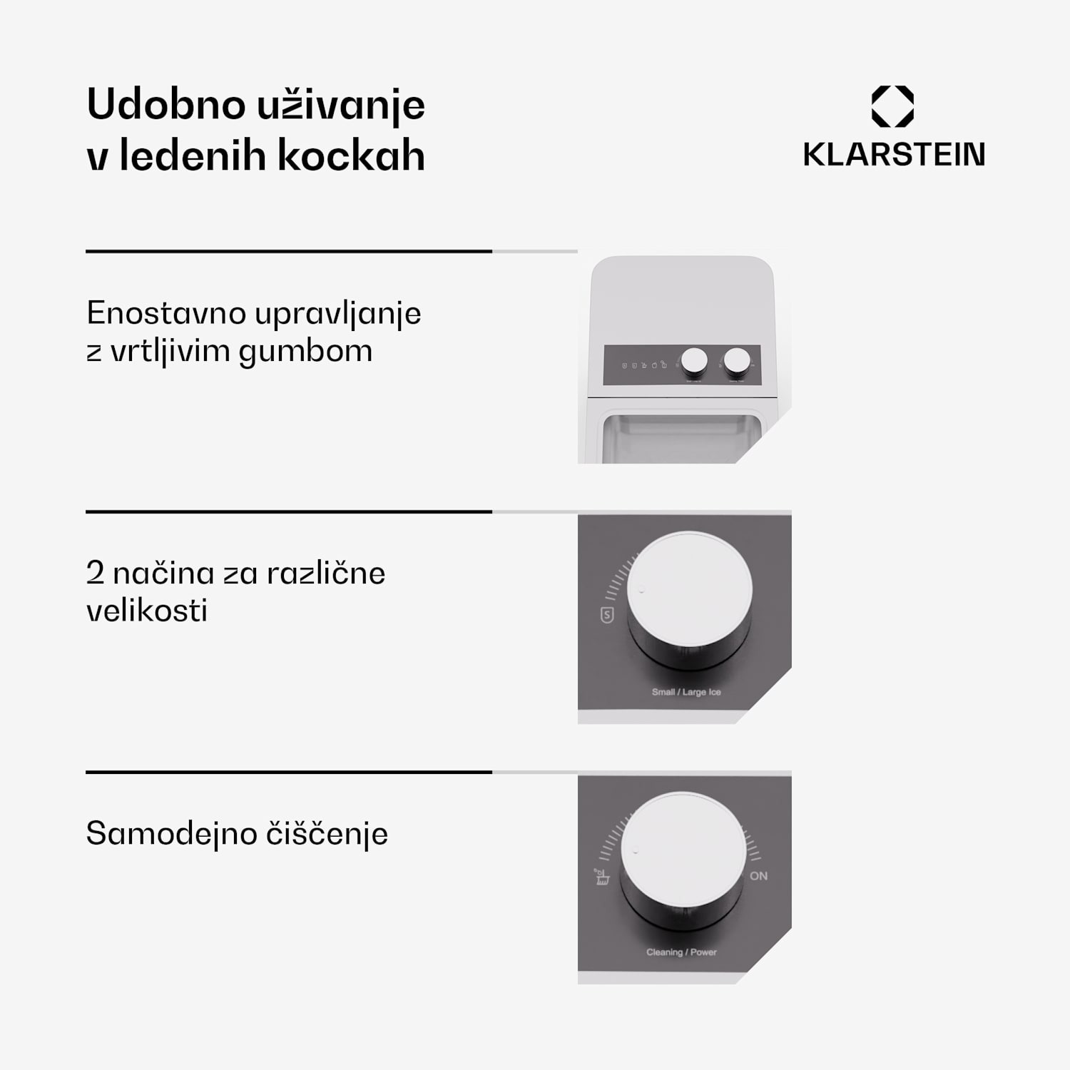 IceCraft izdelovalec ledenih kock, 2 načina, 1,3 l mrzle vode, samodejno čiščenje, 12 kg/24 ur Bela