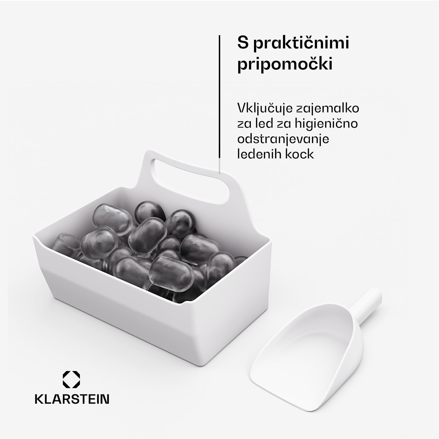 IceCraft izdelovalec ledenih kock, 2 načina, 1,3 l mrzle vode, samodejno čiščenje, 12 kg/24 ur Bela