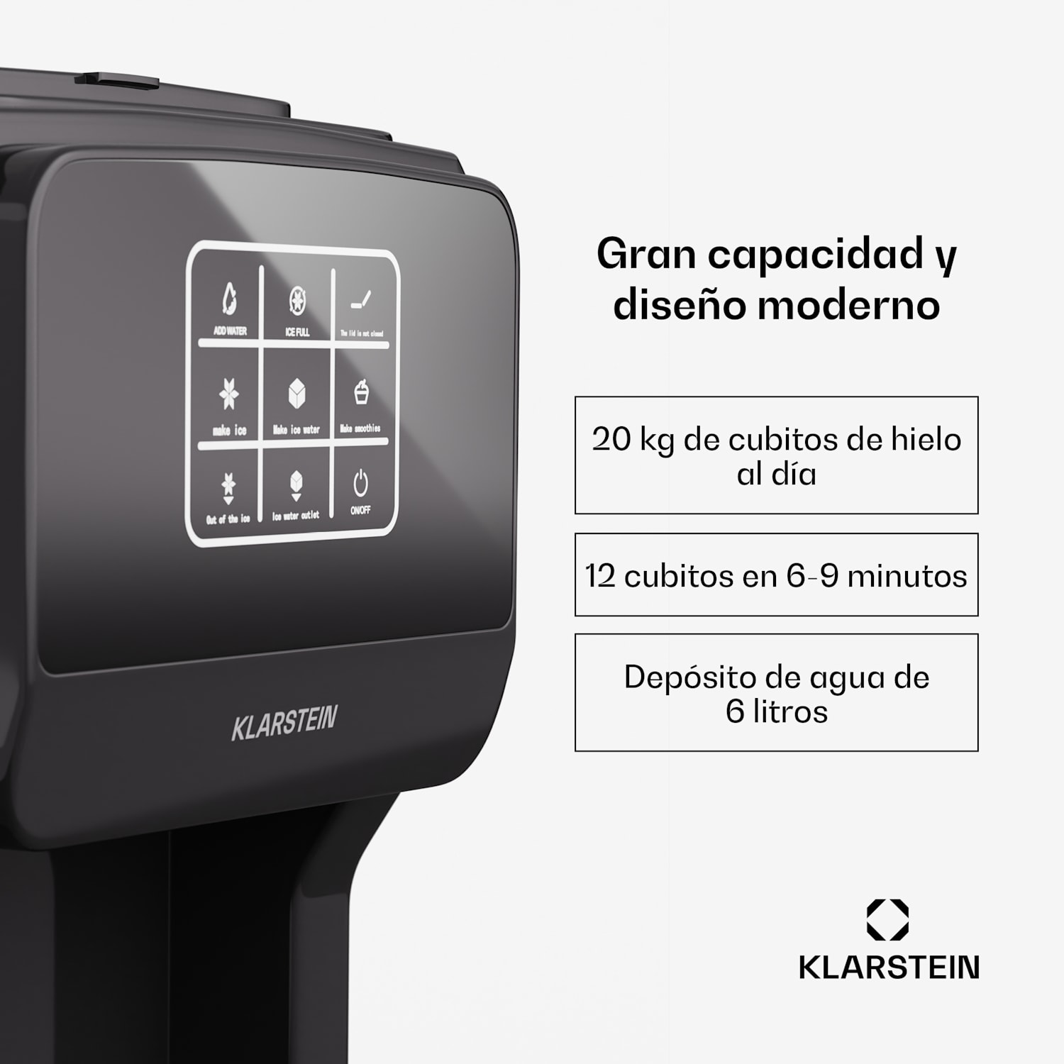 ArcticBlend 3in1 Máquina de hielo | 20 kg/24h | Hielo en bala | Hielo picado | Dispensador de agua Digital