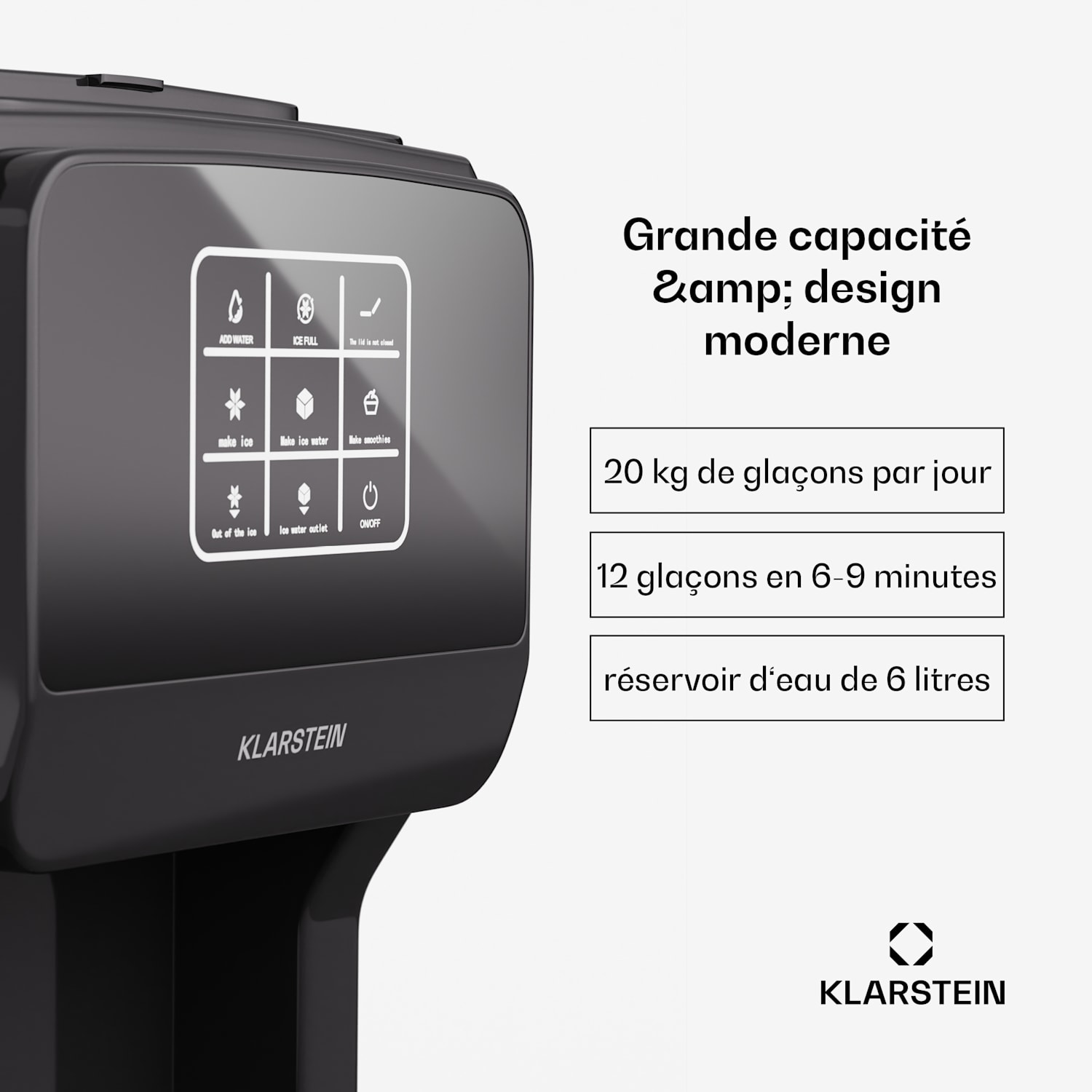 ArcticBlend 3 en 1 machine à glaçons | 20 kg/24 h | glaçons boule | glace pilée | Distributeur d'eau Numérique