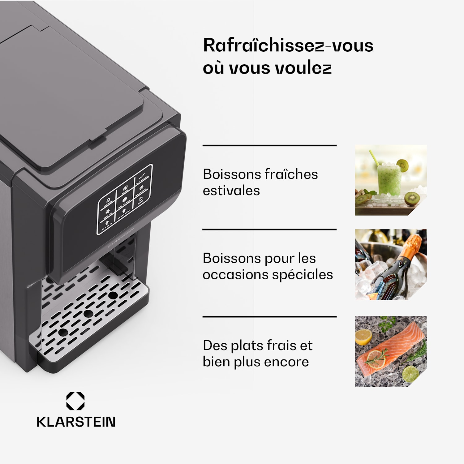 ArcticBlend 3 en 1 machine à glaçons | 20 kg/24 h | glaçons boule | glace pilée | Distributeur d'eau Numérique
