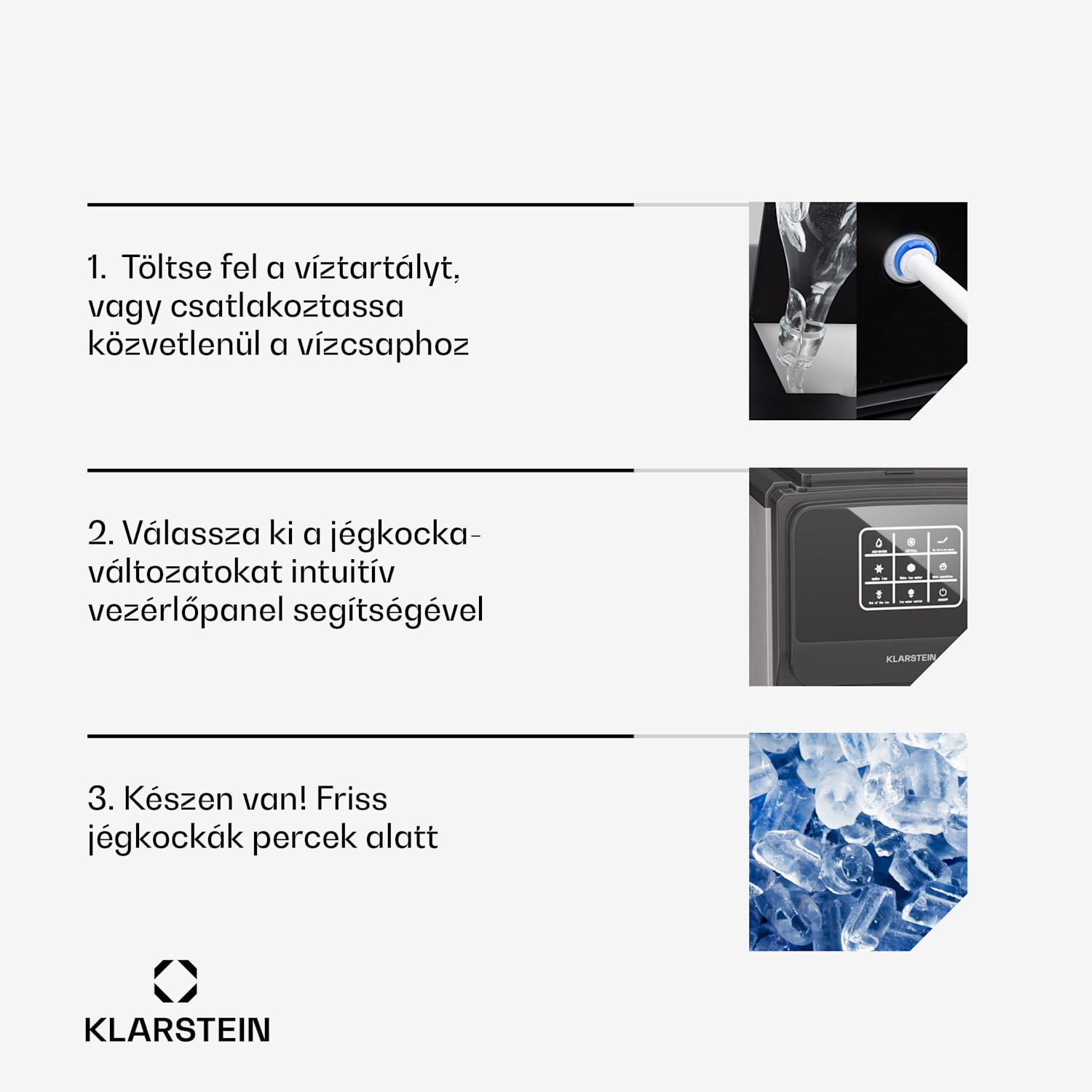 ArcticBlend 3in1 jégkészítő, 20 kg/24ó, Jéggolyó, Zúzott jég, Vízadagoló digitálisan