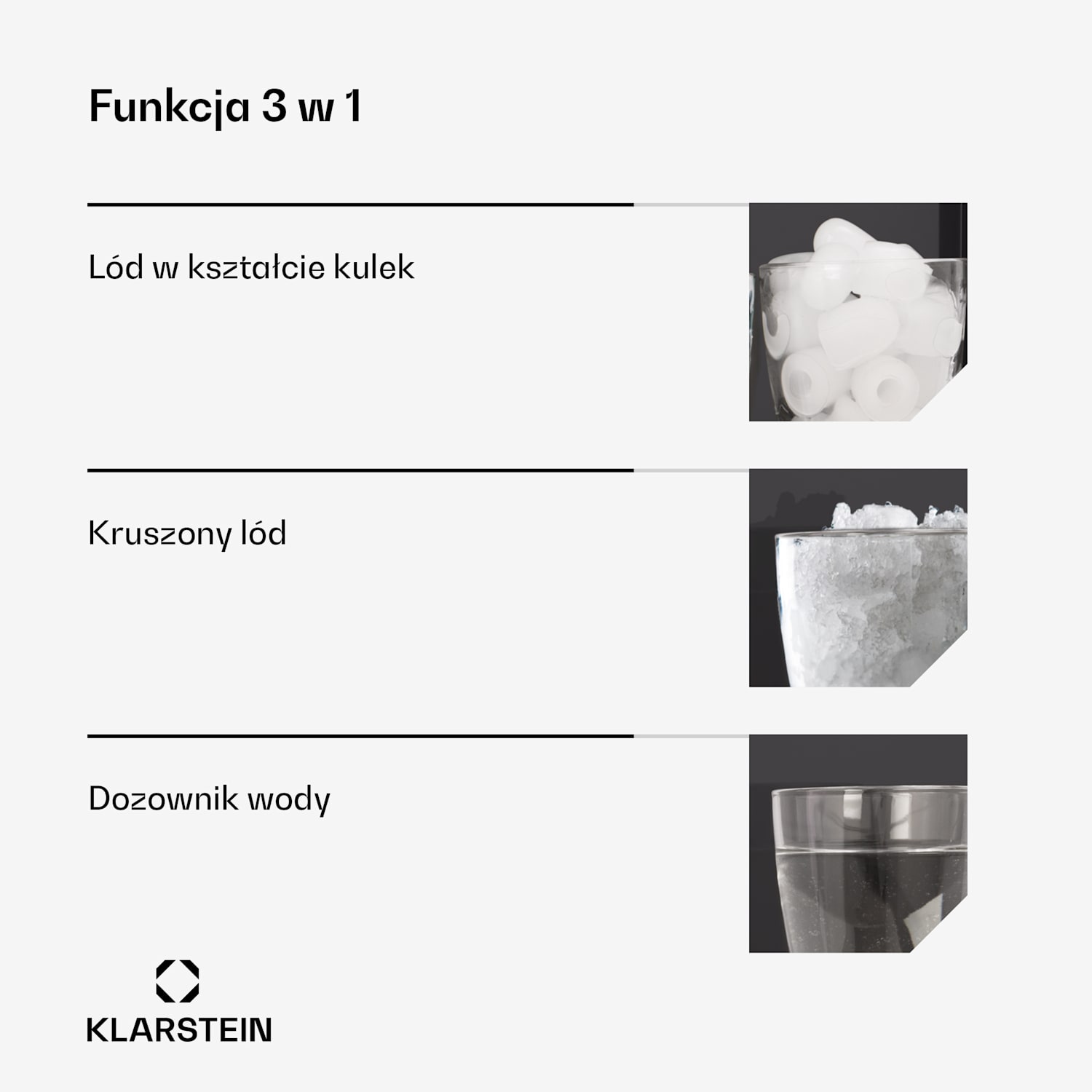 ArcticBlend 3w1 kostkarka do lodu, 20 kg/24h, Bullet Ice, Kruszony lód, Dozownik wody cyfrowe