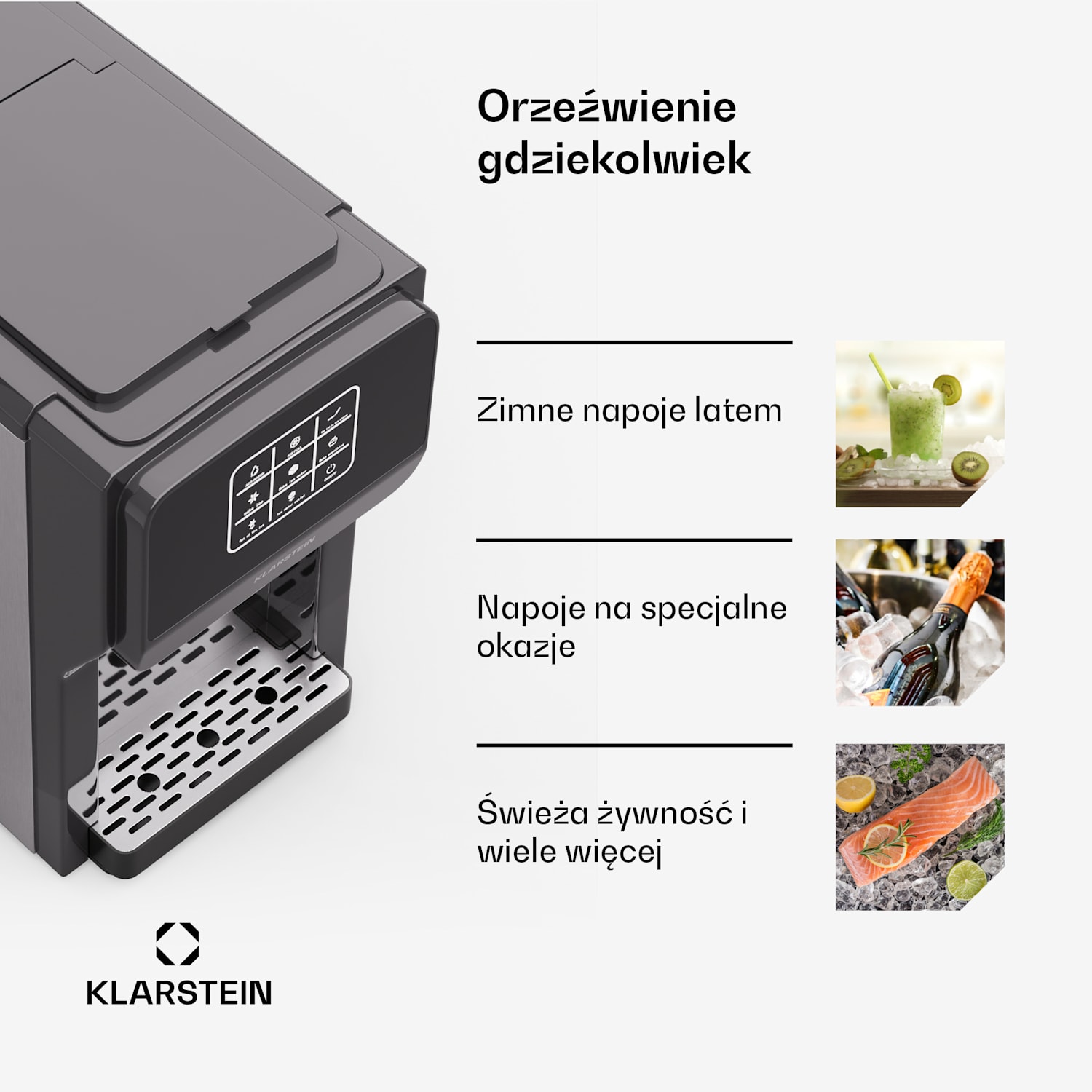 ArcticBlend 3w1 kostkarka do lodu, 20 kg/24h, Bullet Ice, Kruszony lód, Dozownik wody cyfrowe