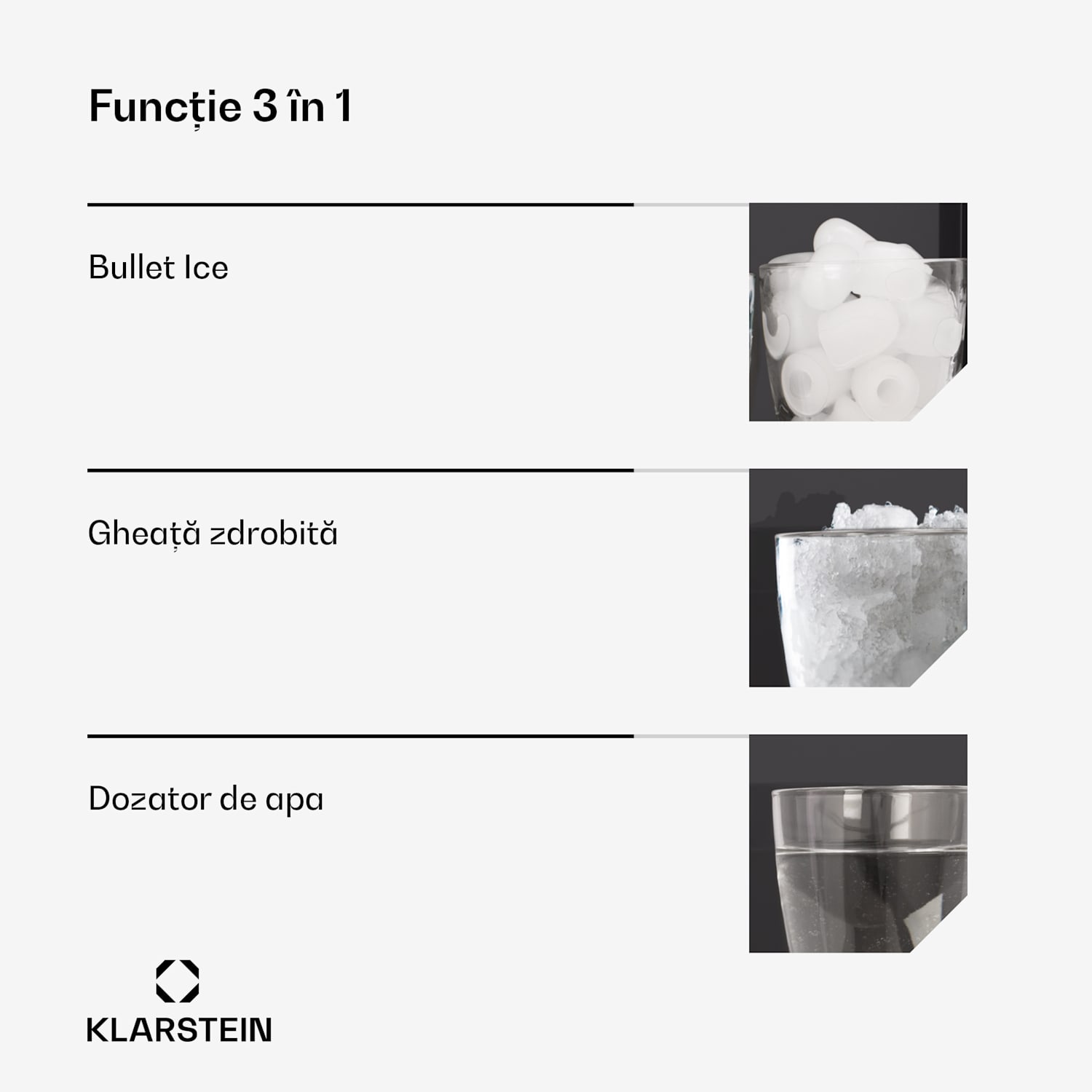 ArcticBlend 3in1 Ice Maker, 20 kg/24h, Bullet Ice, Gheață zdrobită, Dispenser de apă Digital