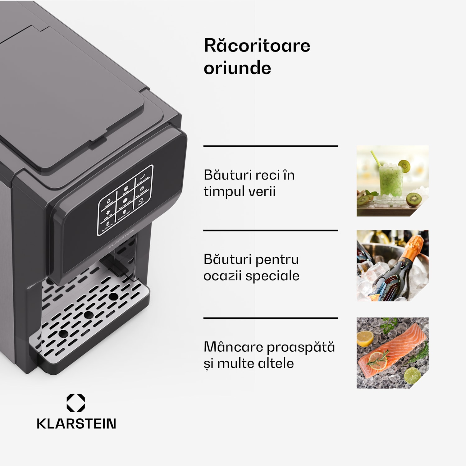 ArcticBlend 3in1 Ice Maker, 20 kg/24h, Bullet Ice, Gheață zdrobită, Dispenser de apă Digital