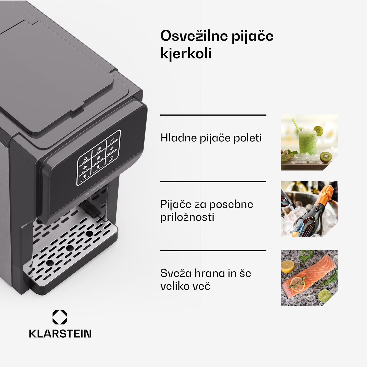 ArcticBlend 3v1 ledomat, 20 kg/24h, Bullet Ice, Zdrobljen led, Razpršilnik vode digitalno