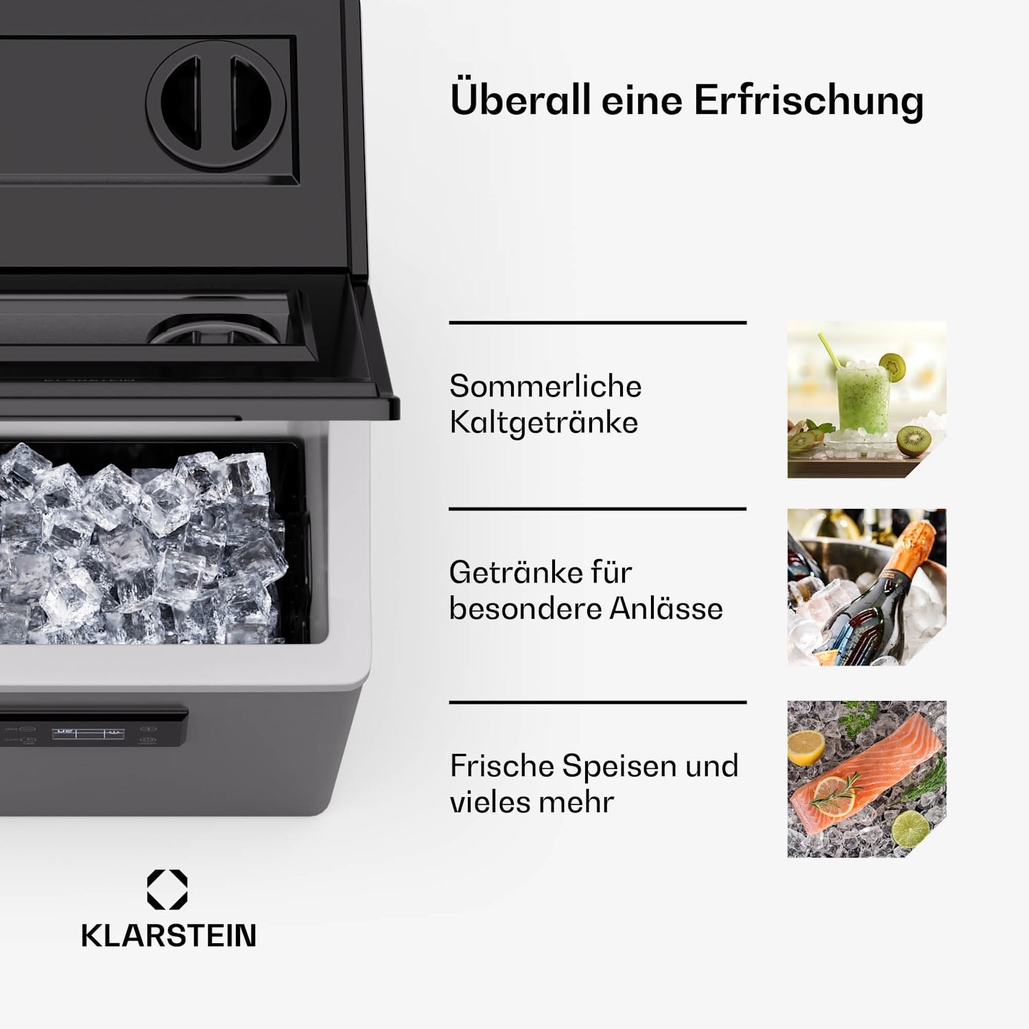 FrostMaster Ice Maker 40 kg Eiswürfel pro Tag Edelstahlgehäuse LED-Anzeige inkl. Eisschaufel  