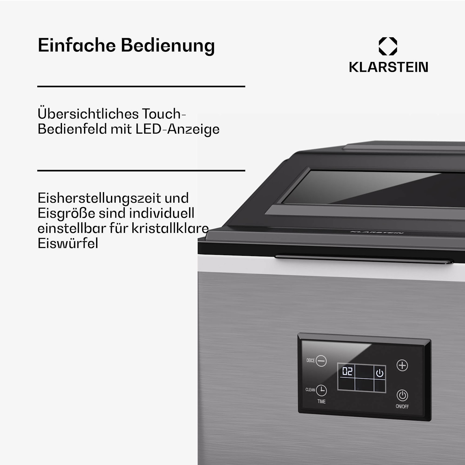 FrostMaster Ice Maker 40 kg Eiswürfel pro Tag Edelstahlgehäuse LED-Anzeige inkl. Eisschaufel  