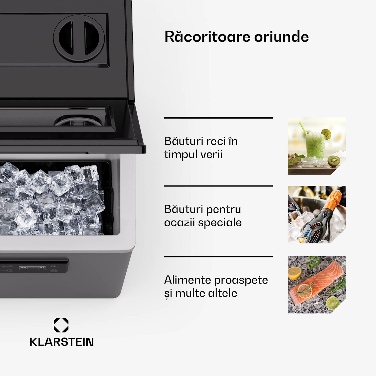 FrostMaster, producător de gheață, 40 kg cuburi de gheață pe zi, carcasă din oțel inoxidabil, afișaj cu LED, inclusiv cupă de gheață 