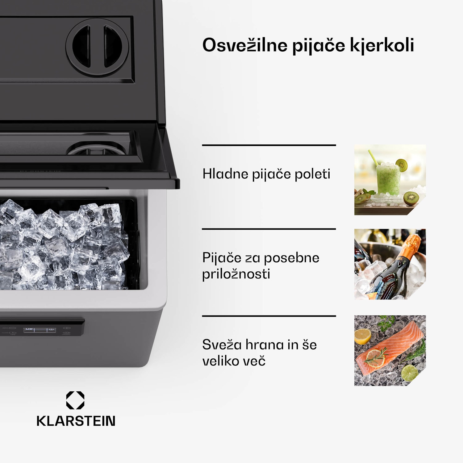 FrostMaster, ledomat, 40 kg ledenih kock na dan, ohišje iz nerjavečega jekla, zaslon LED, vključno z zajemalko za led 
