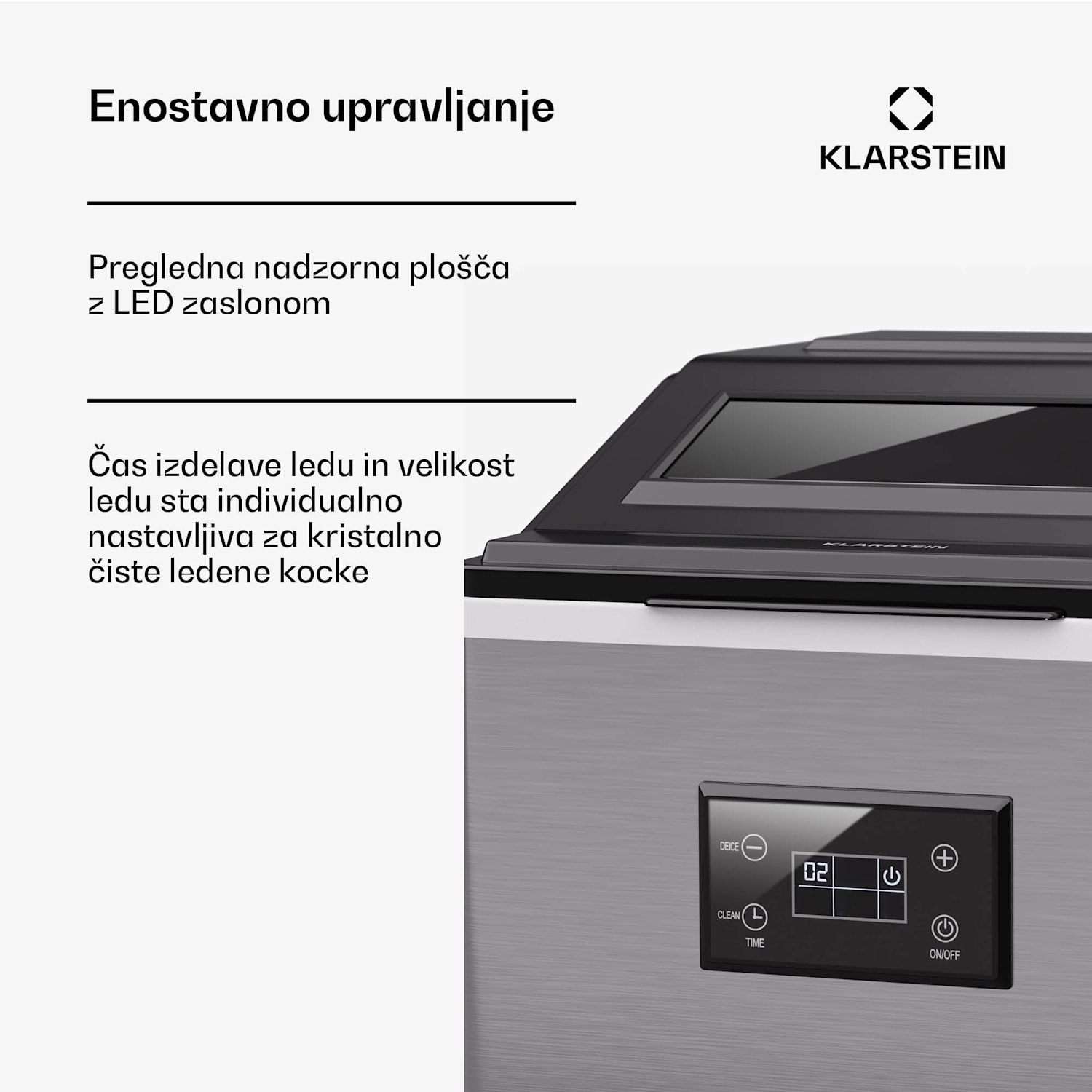 FrostMaster, ledomat, 40 kg ledenih kock na dan, ohišje iz nerjavečega jekla, zaslon LED, vključno z zajemalko za led 