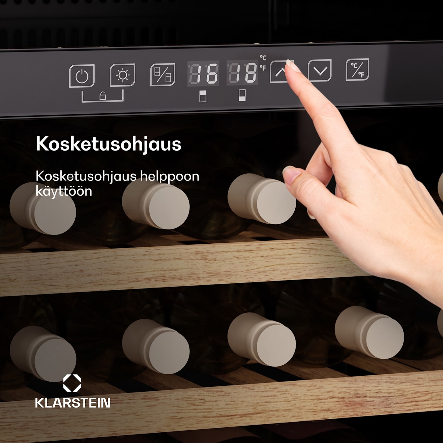 Vinsider 57 Duo -viinikaappi | 2 jäähdytysaluetta | 57 pulloa | sisäänrakennettava laite 57 pulloa | 2 jäähdytysalue | Musta