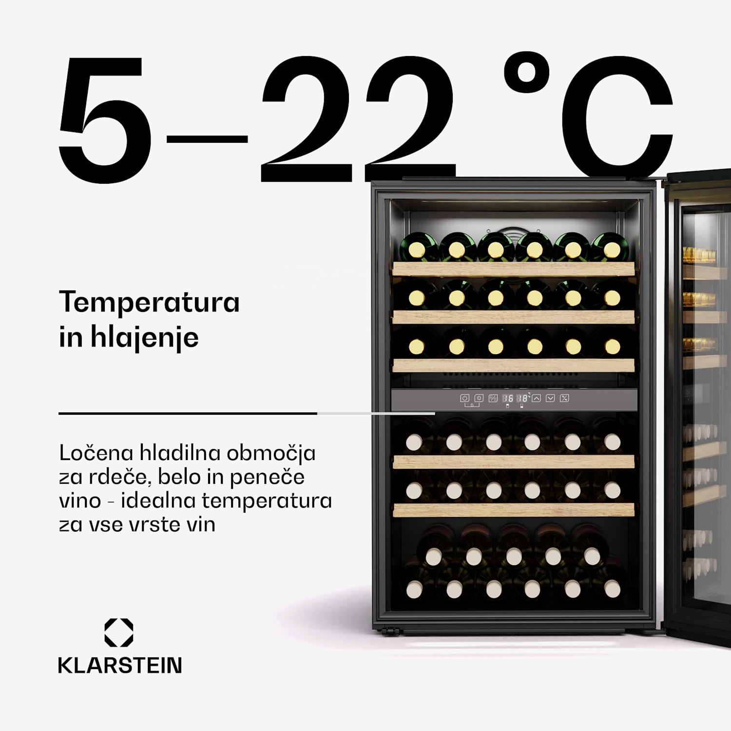 Vinsider 57 Duo hladilnik za vino, 2 hladilni coni, 57 steklenic, vgradna naprava 57 steklenic | 2 | Črna