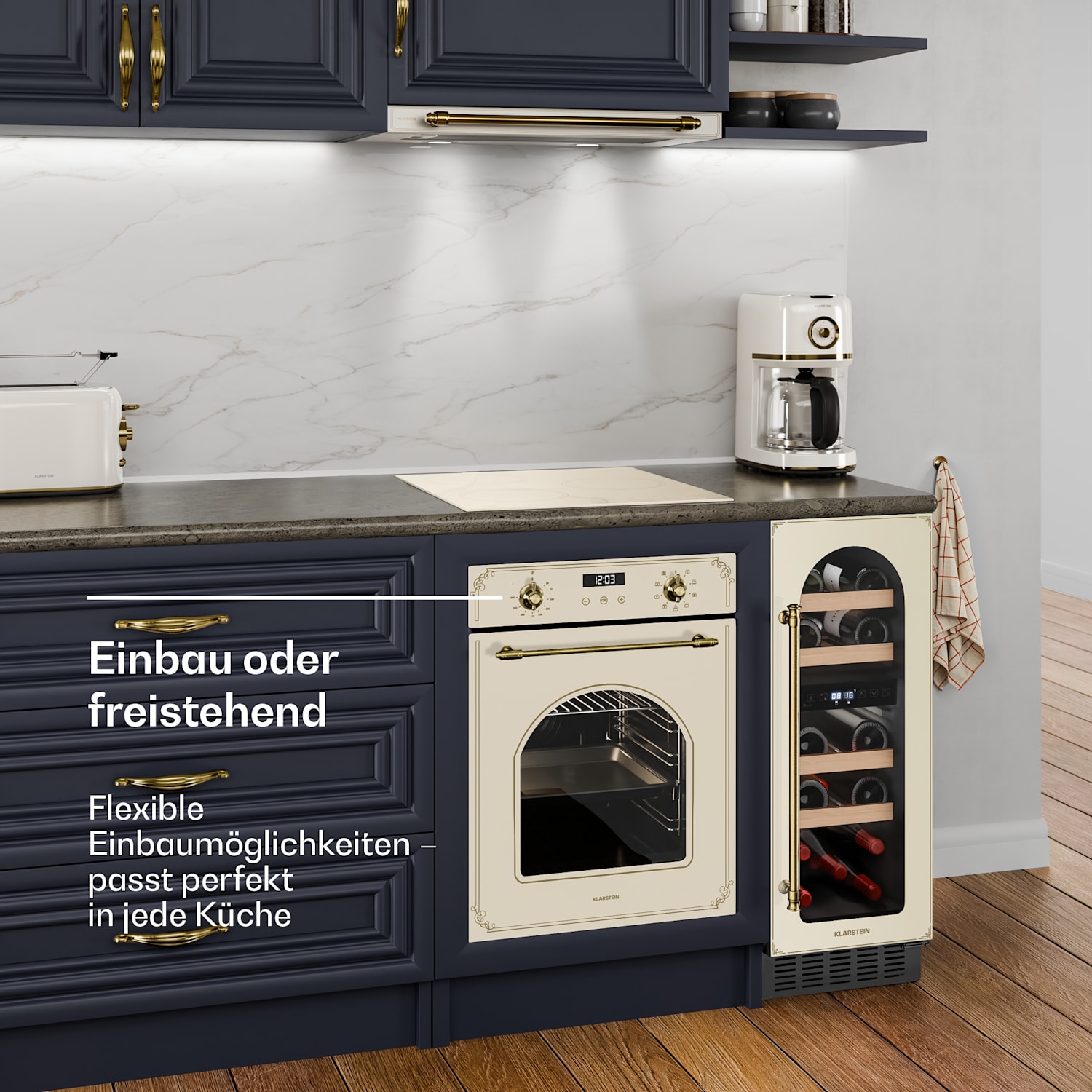 Vinovilla Victoria 17 Duo Cave à vin | 2 zones de refroidissement | tactile | 17 bouteilles | 4 clayettes 17 bouteilles | 2 zones de conservation | Crème