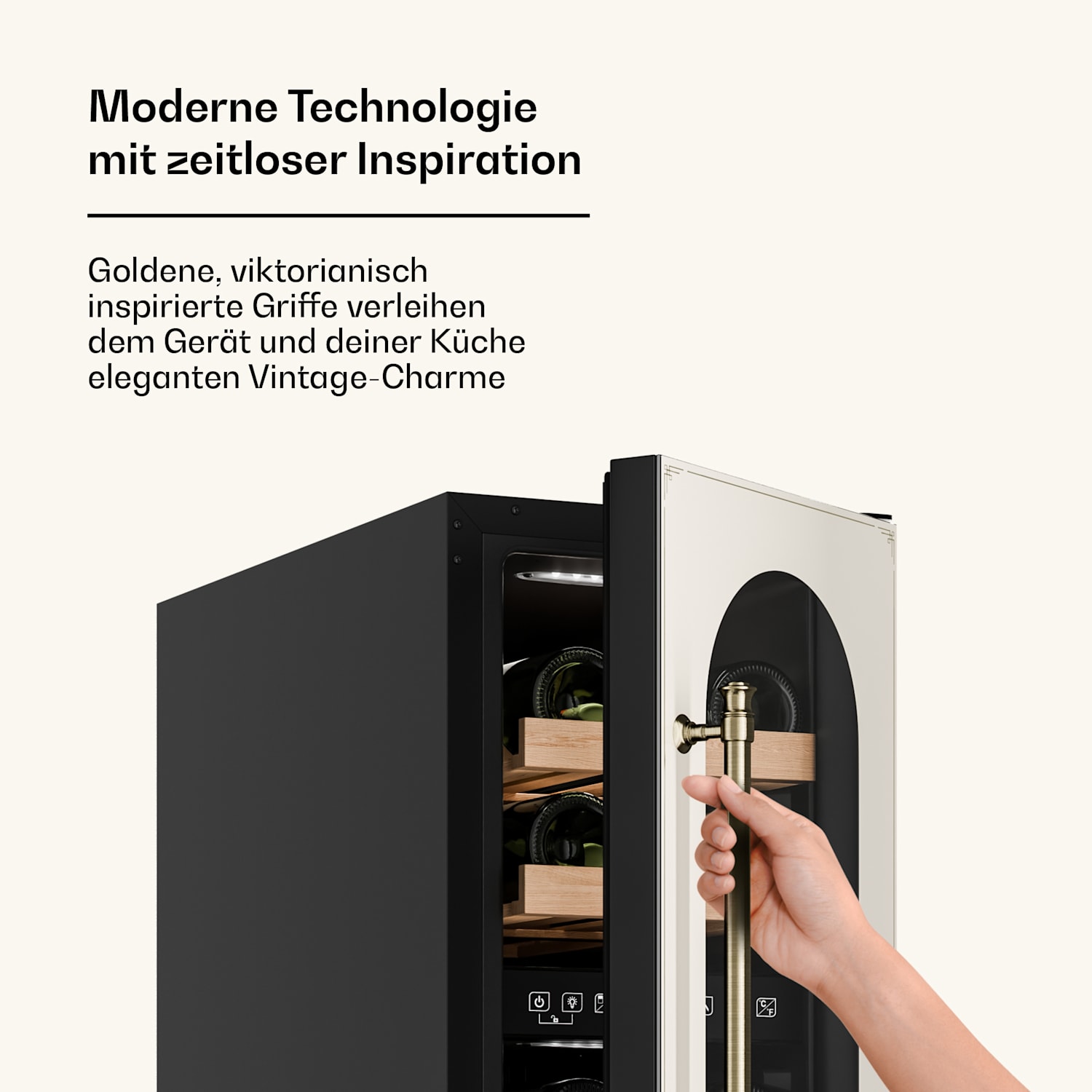 Vinovilla Victoria 17 Duo Cave à vin | 2 zones de refroidissement | tactile | 17 bouteilles | 4 clayettes 17 bouteilles | 2 zones de conservation | Crème