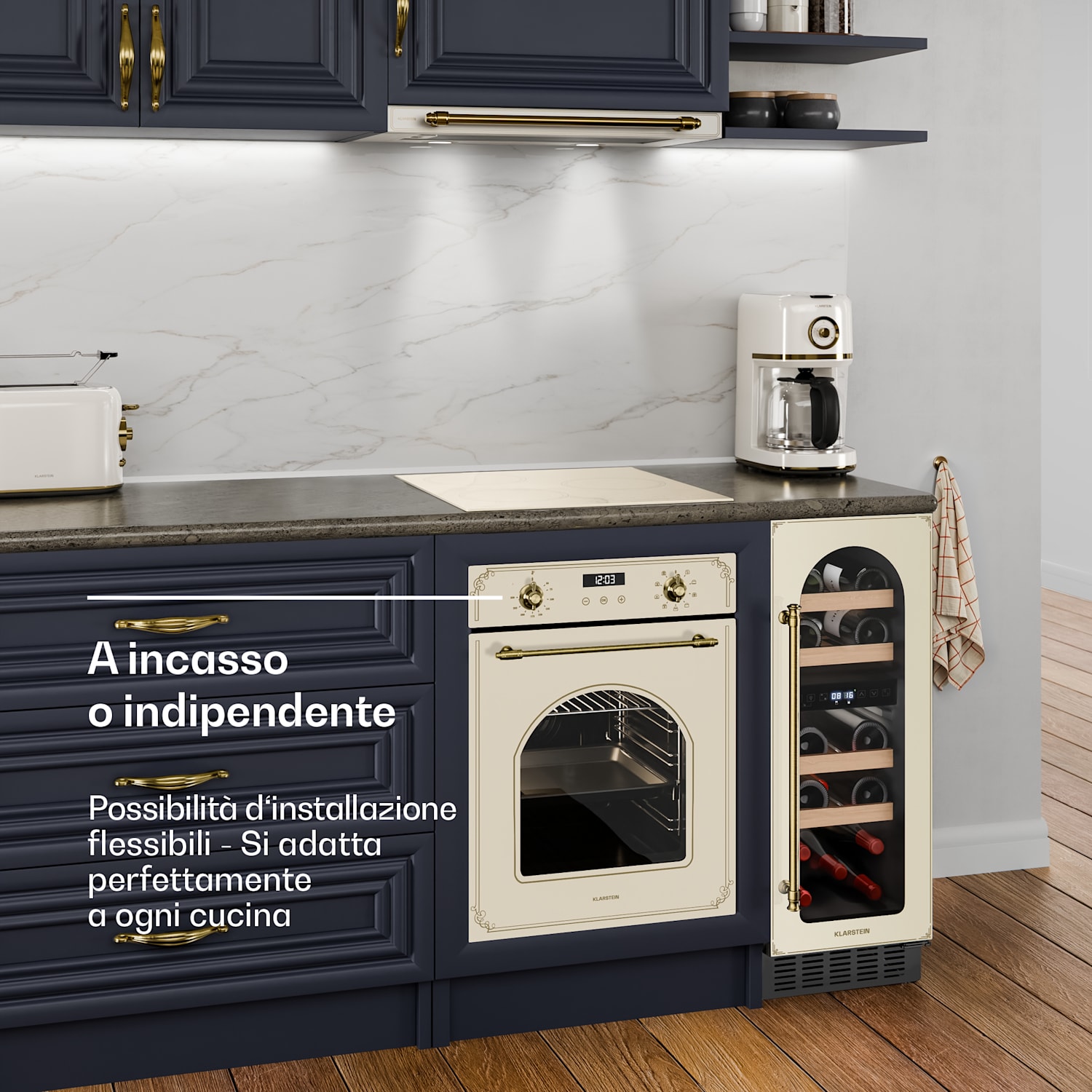 Vinovilla Victoria 17 Duo - Frigorifero per vini | 2 zone di raffreddamento | Touch | 17 bottiglie | 4 ripiani 17 bottiglie | 2 zone di raffreddamento | Crema