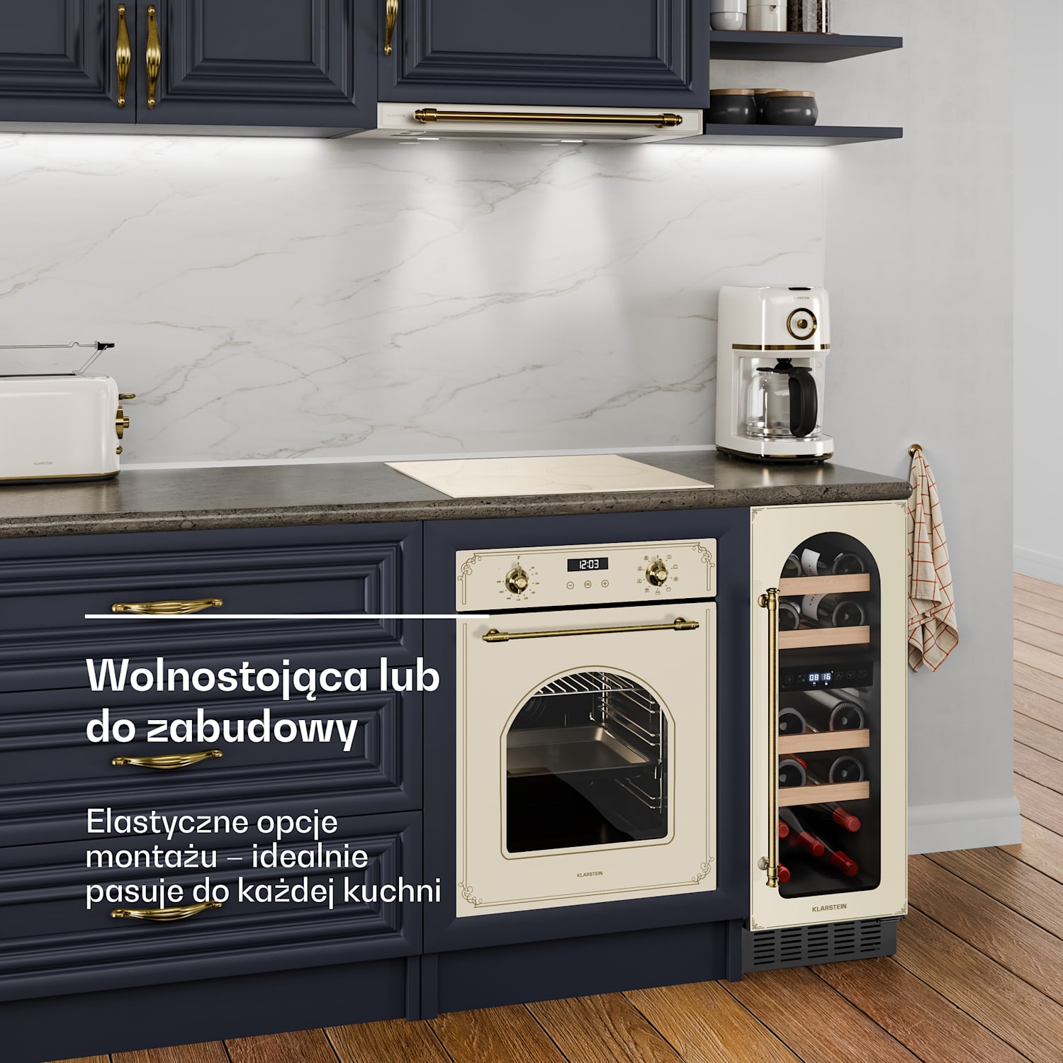 Chłodziarka na wino Vinovilla Victoria 17 Duo, 2 strefy chłodzenia, Sterowanie dotykowe, 17 butelek, 4 półki 