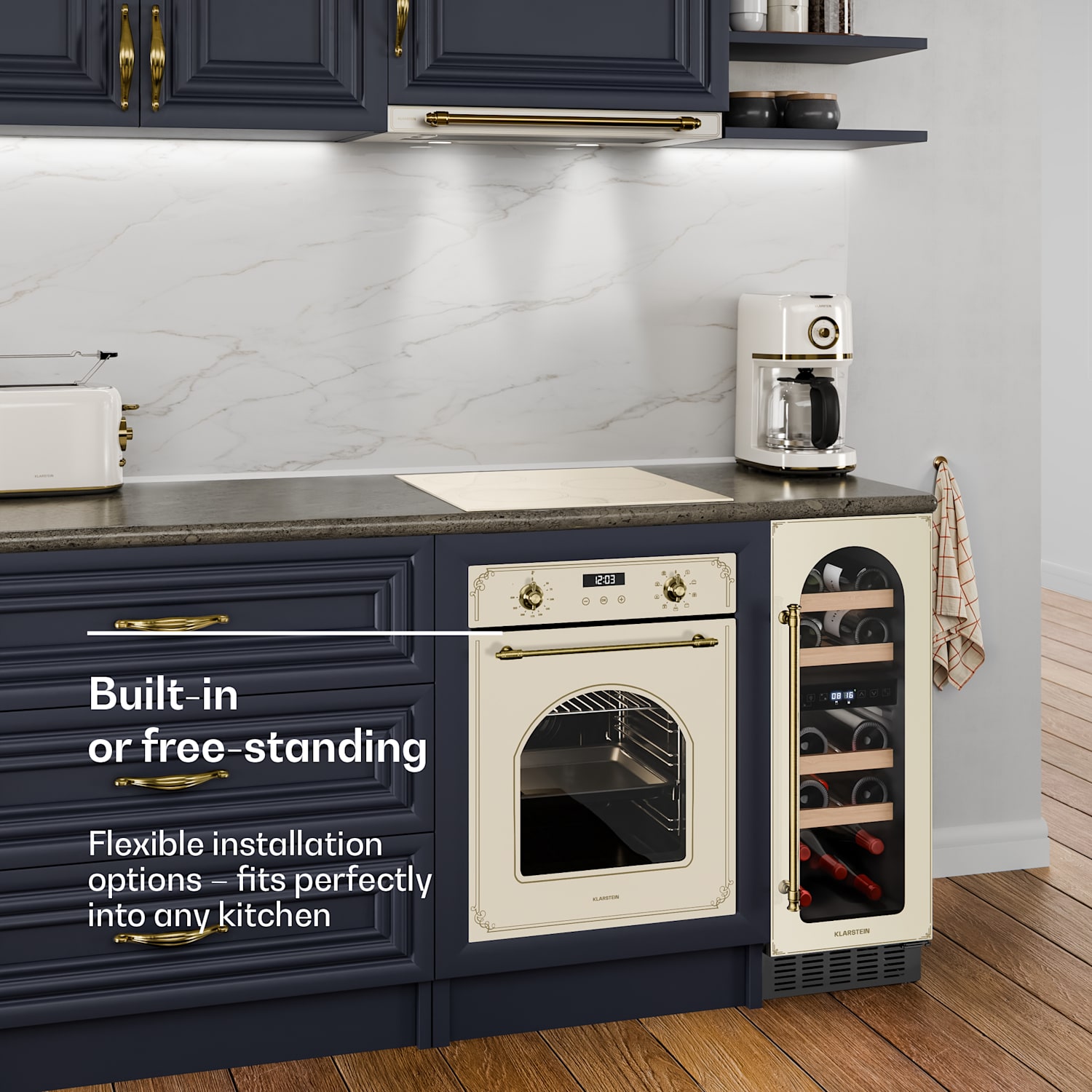 Refrigerador de vinhos Vinovilla Victoria 17 Duo | 2 zonas de refrigeração | Touch | 17 garrafas | 4 prateleiras 17 garrafas | 2 compartimentos de refrigeração | Creme