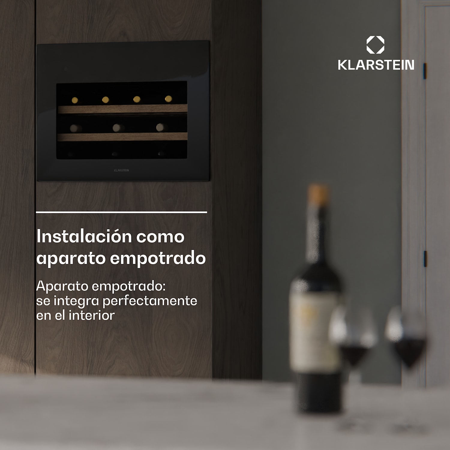 Rhone 28 Uno refrigerador de vino | 28 botellas | control LED | pulsar para abrir | silencioso 28 botellas | 1 zona de refrigeración | Negro