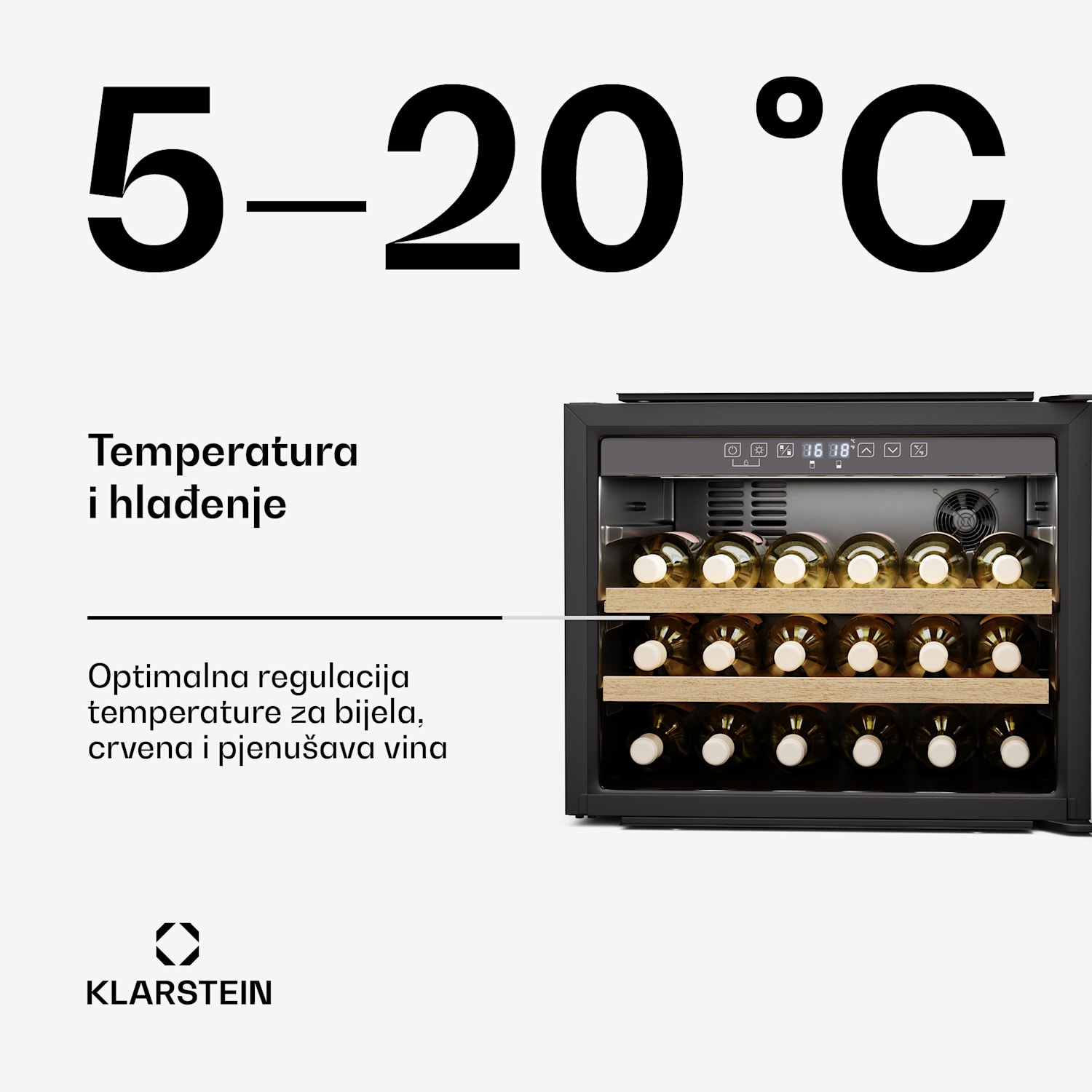 Rhone 28 Uno hladnjak za vino, 28 boca, LED kontrola, pritiskom na otvaranje, tihi 28 boce | 1 | Crna