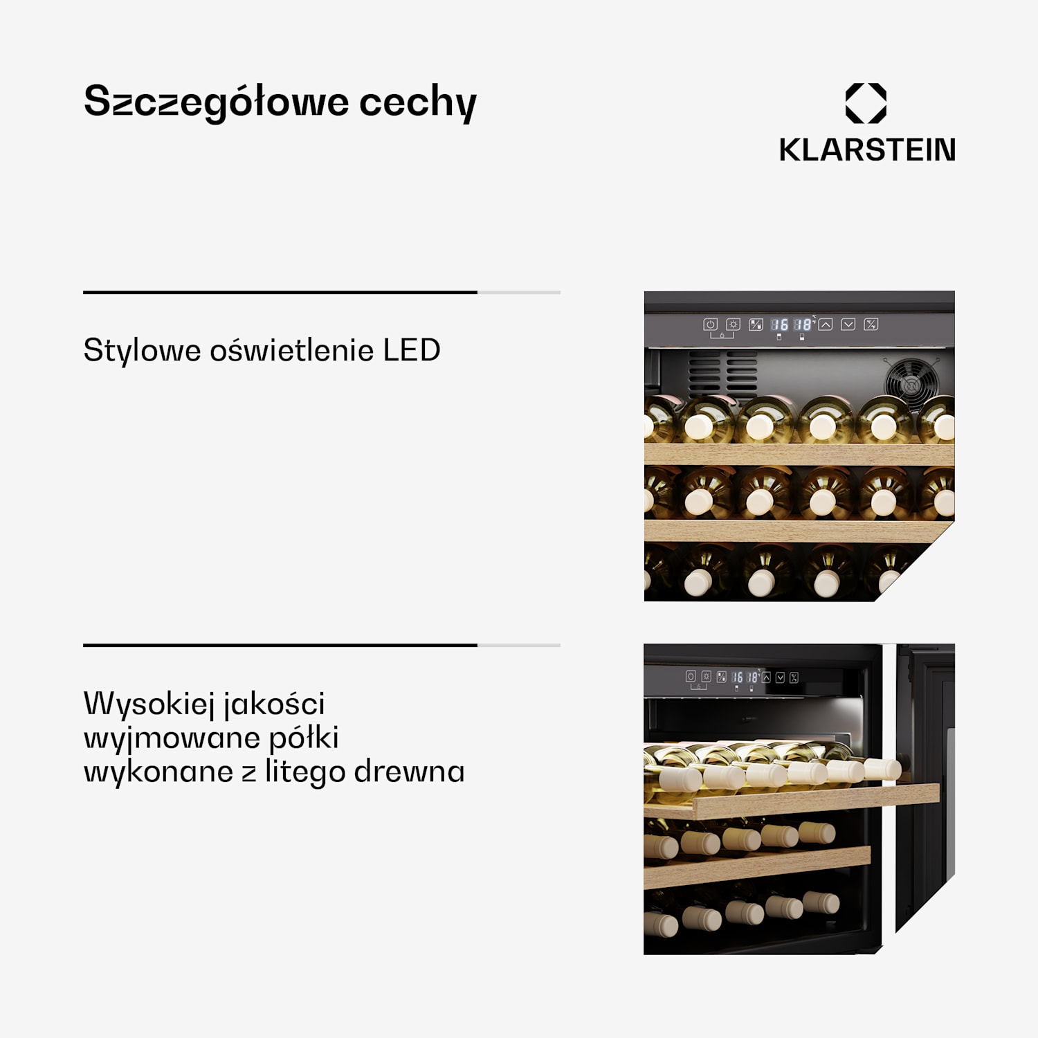 Lodówka na wino Rhone 28 Uno, 28 butelek, sterowanie LED, otwieranie push-to-open, cicha 28 butelek | 1 strefa chłodzenia | Czarny