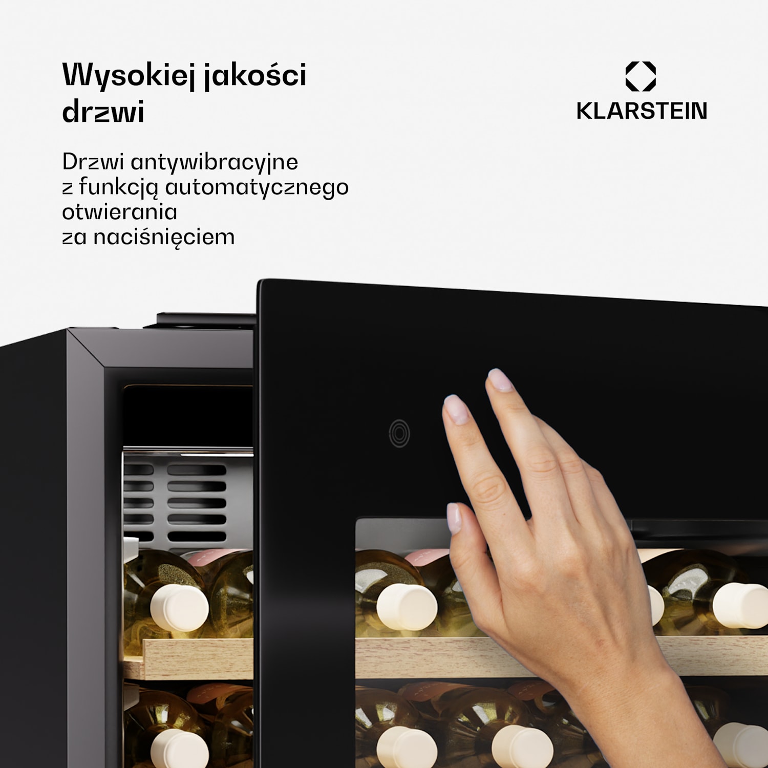 Lodówka na wino Rhone 28 Uno, 28 butelek, sterowanie LED, otwieranie push-to-open, cicha 28 butelek | 1 strefa chłodzenia | Czarny