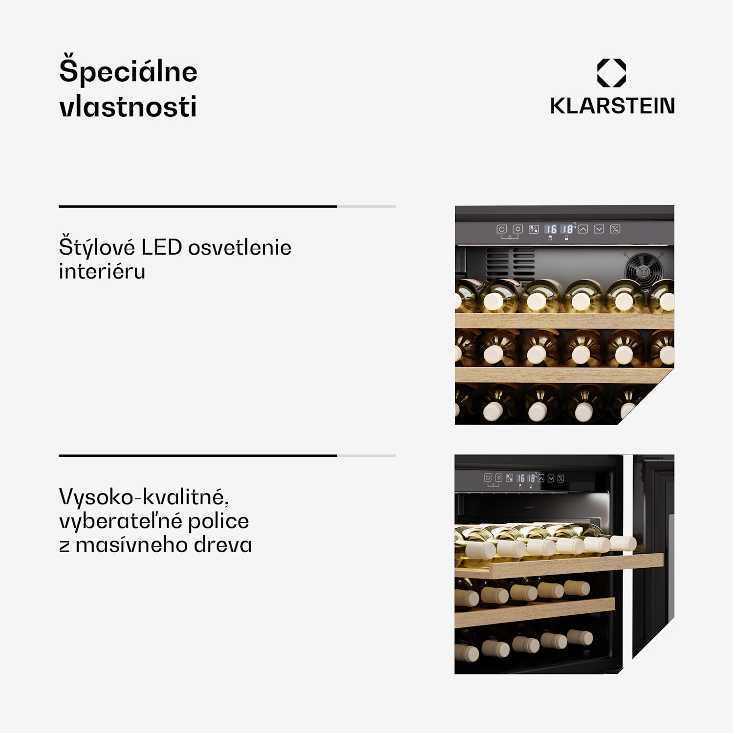 Rhone 28 Uno chladnička na víno, 28 fliaš, LED ovládanie, push-to-open, tichá 28 fliaš | 1 chladiaca zóna | Čierna