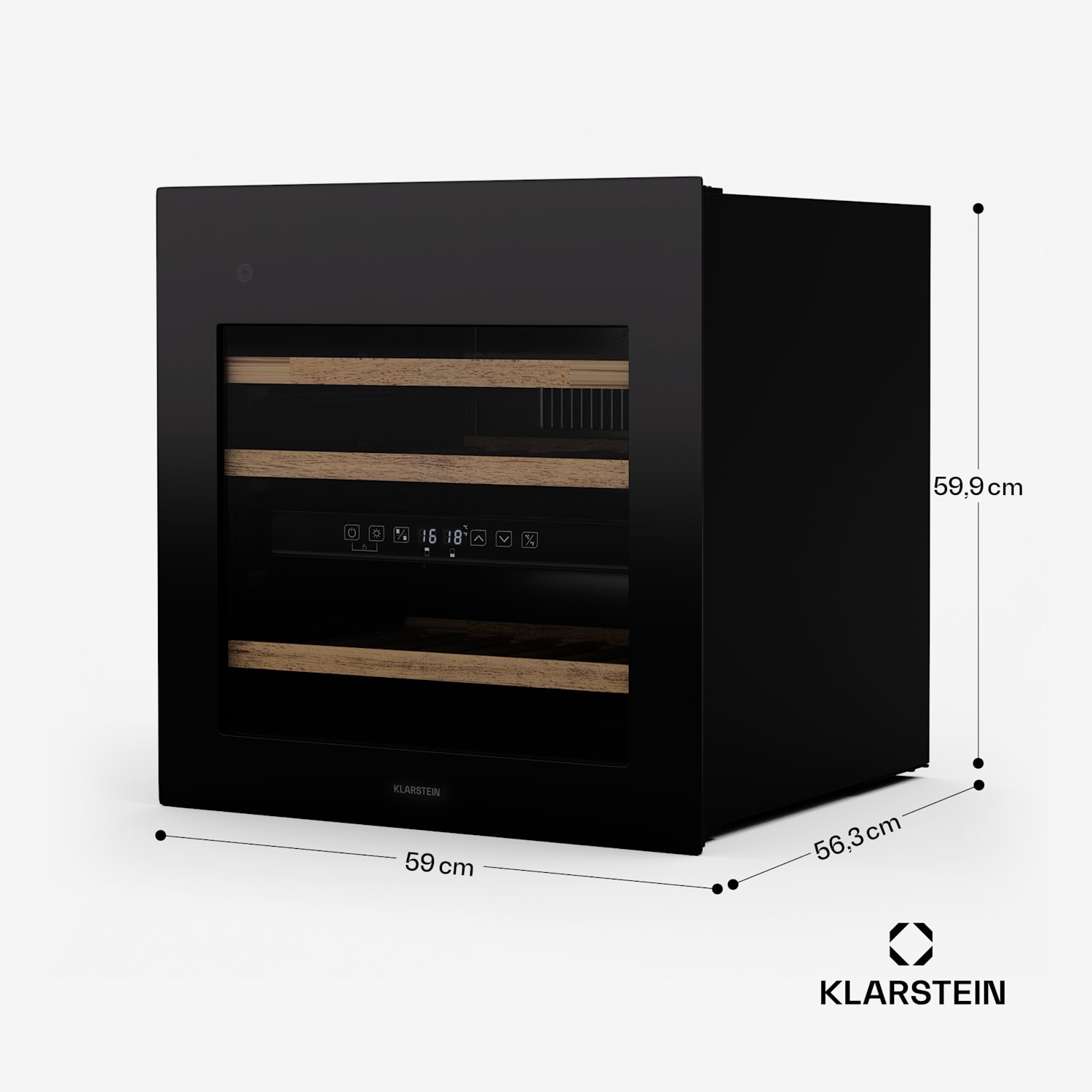 Rhone 36 Duo vinotéka, 36 lahví, LED ovládání, push-to-open, tichý chod 36 lahví | 2 chladicí zóny | Černá