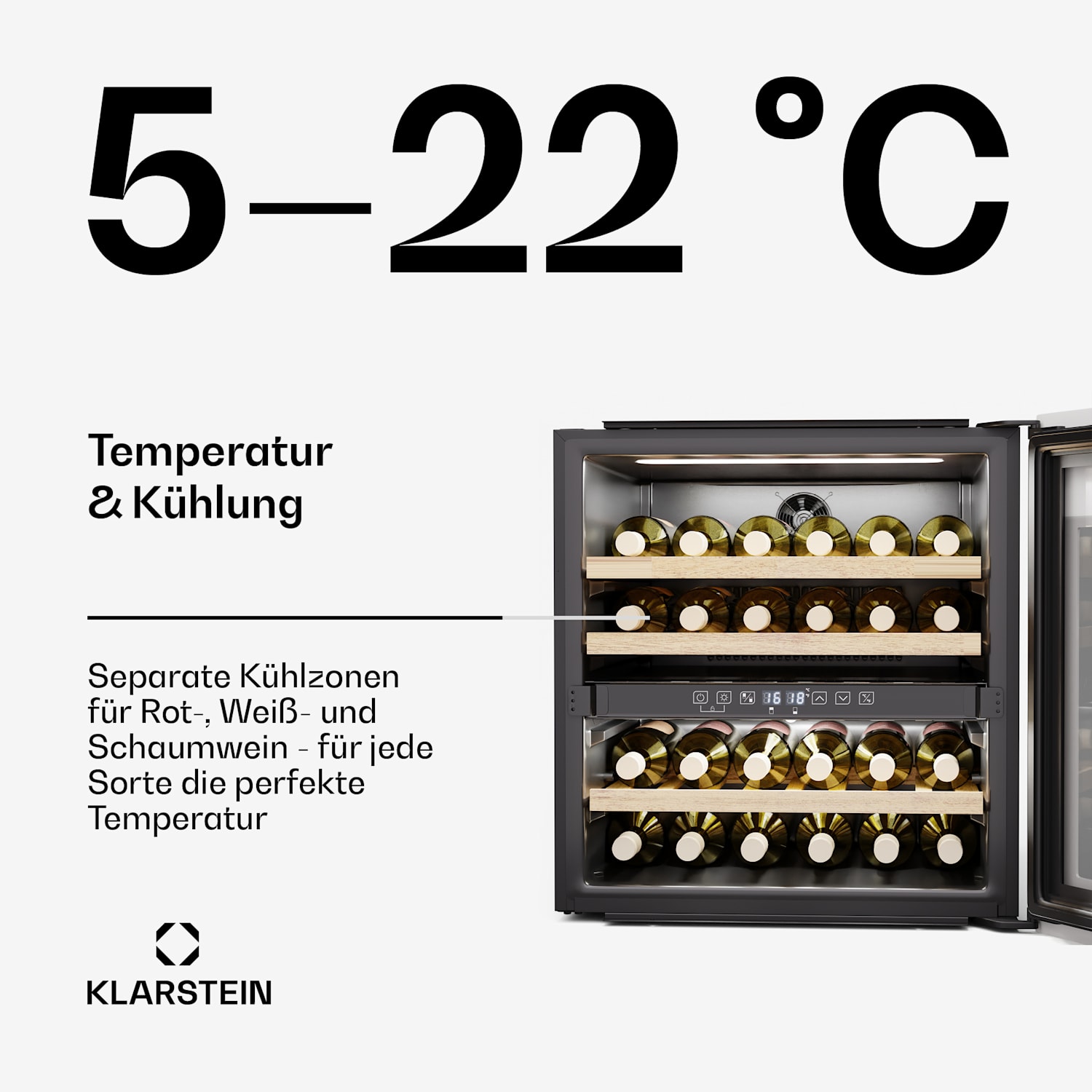 Rhone 36 Duo Weinkühlschrank | 36 Flaschen | LED-Steuerung | Push-to-Open | leise 