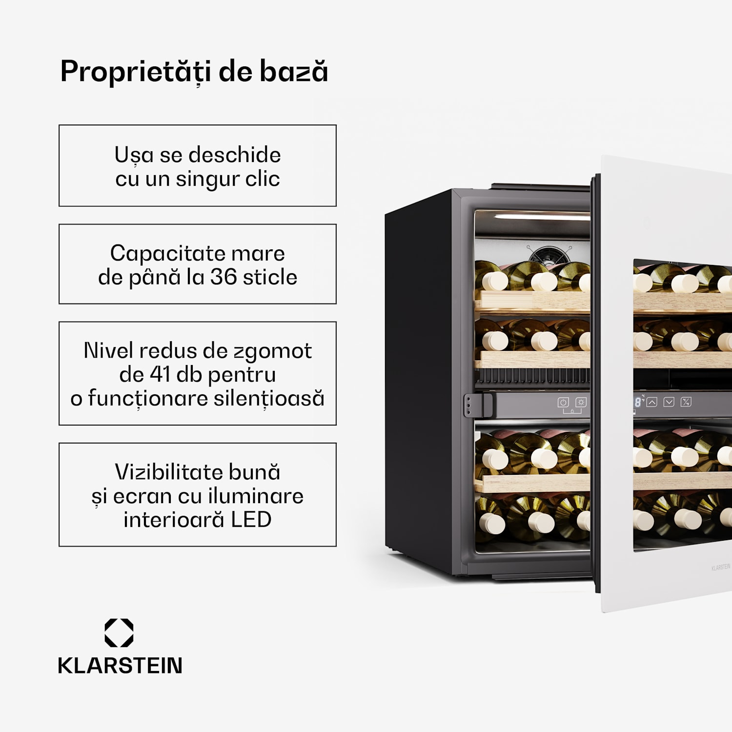 Frigider pentru vinuri Rhone 36 Duo, 36 sticle, Control LED, push-to-open, silențios 
