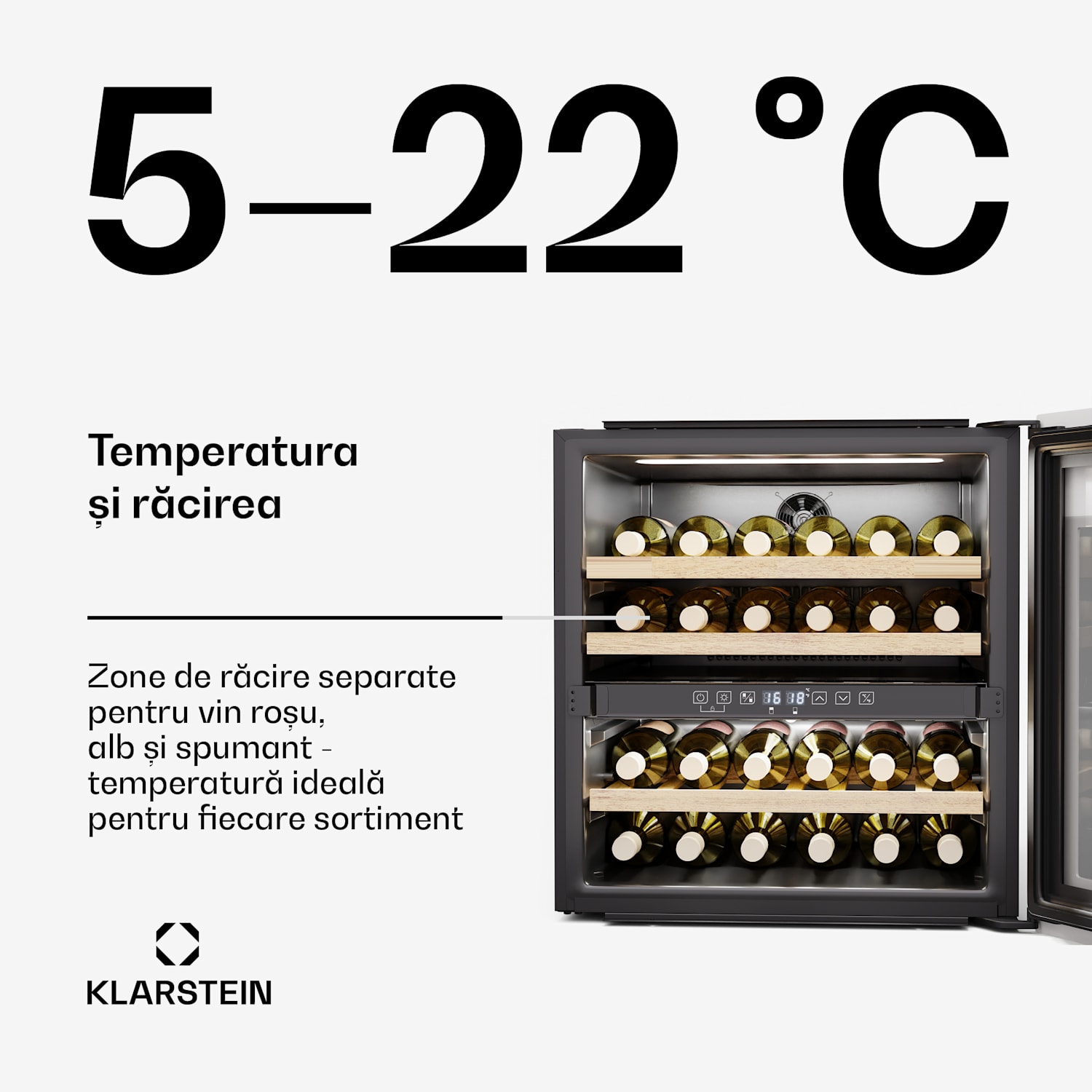 Frigider pentru vinuri Rhone 36 Duo, 36 sticle, Control LED, push-to-open, silențios 