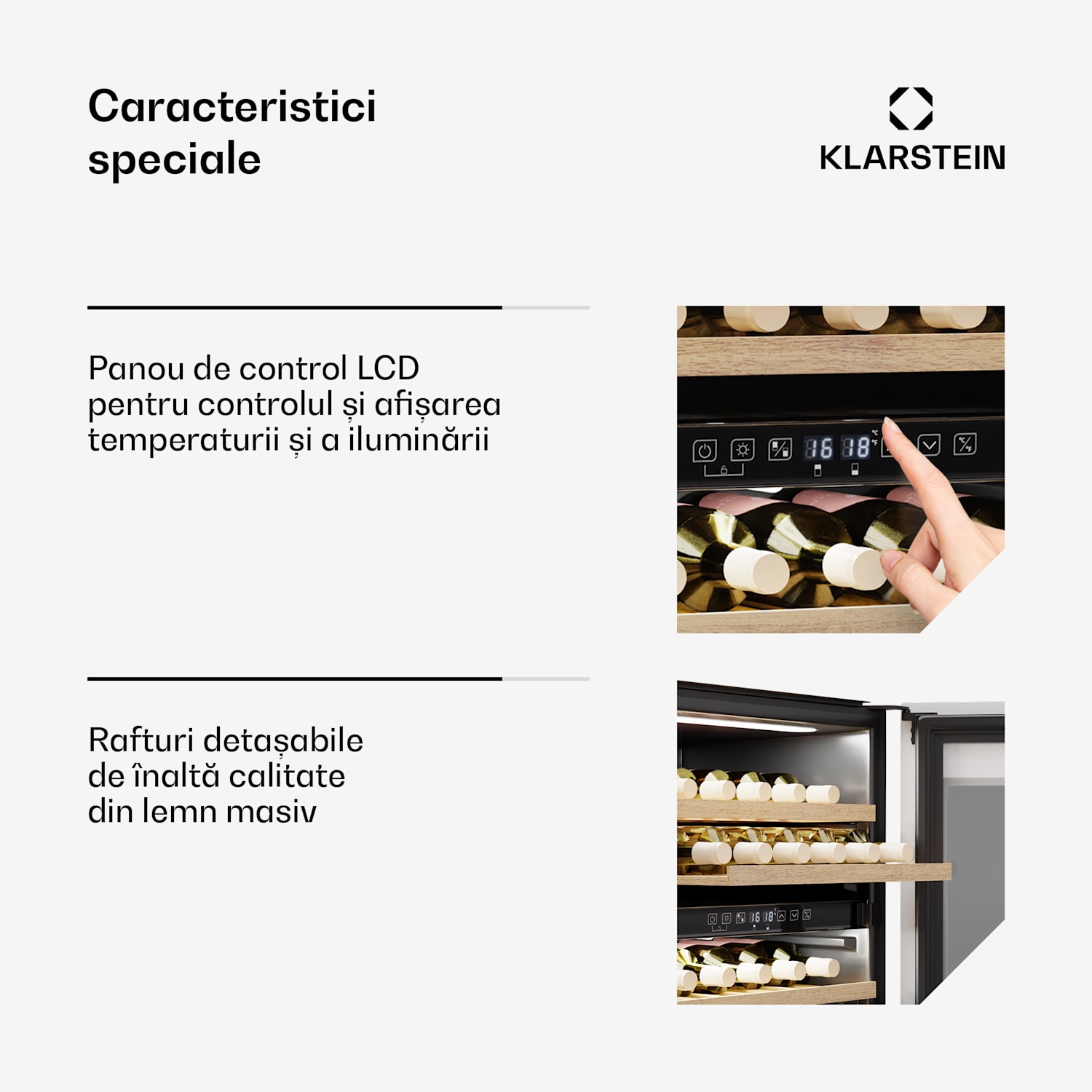 Frigider pentru vinuri Rhone 36 Duo, 36 sticle, Control LED, push-to-open, silențios 