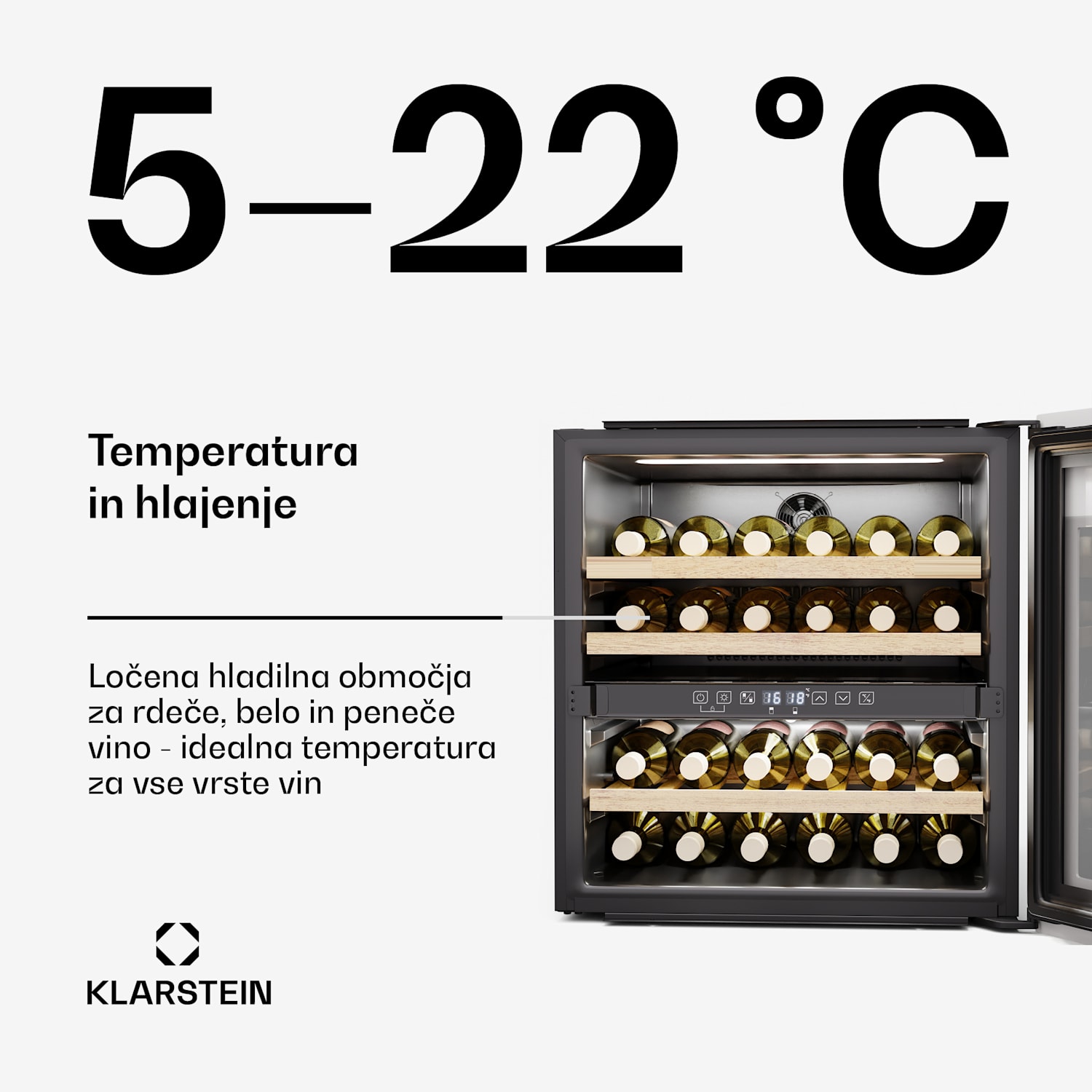 Rhone 36 Duo hladilnik za vino, 36 steklenic, LED nadzor, push-to-open, tih 36 steklenic | 2 | Bela