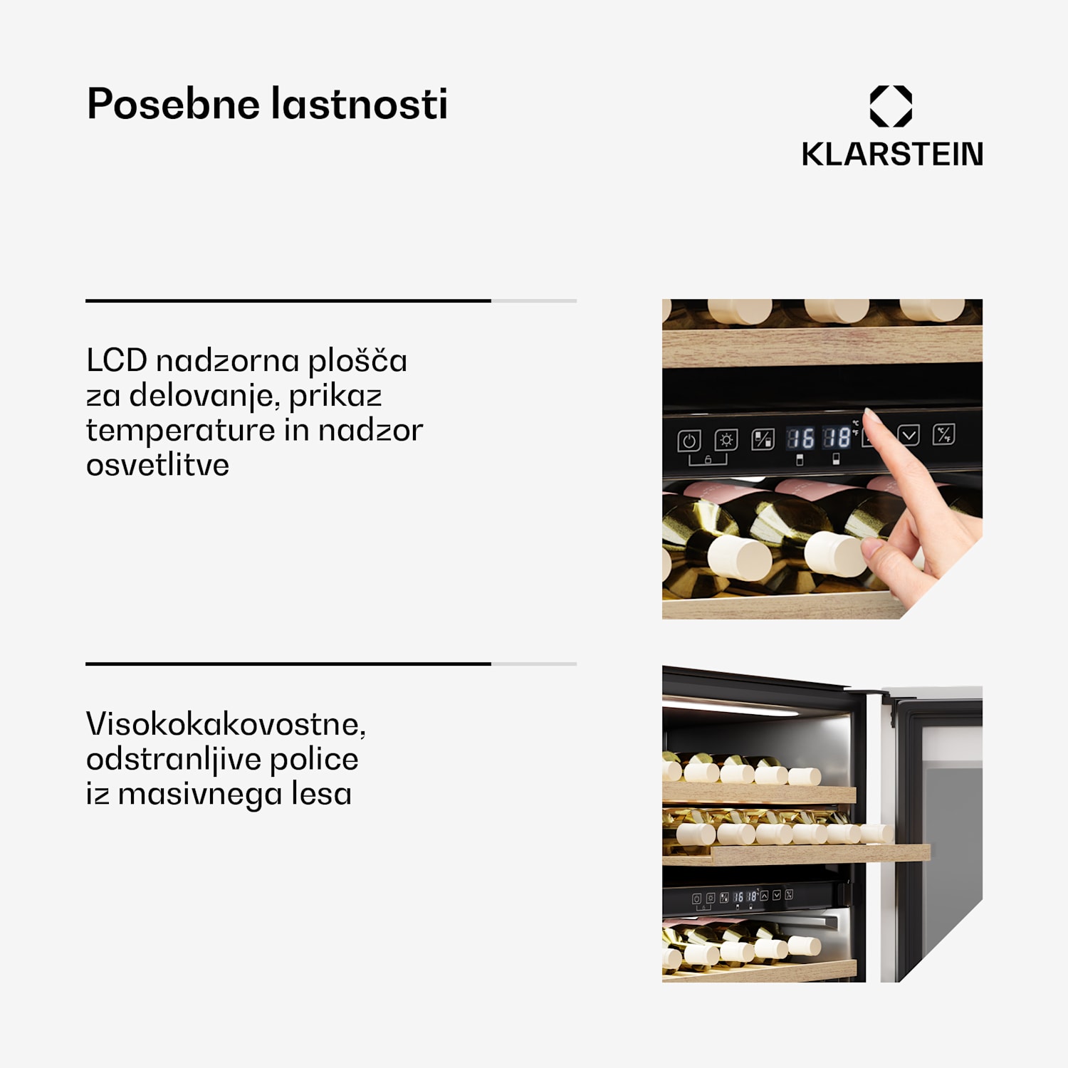 Rhone 36 Duo hladilnik za vino, 36 steklenic, LED nadzor, push-to-open, tih 36 steklenic | 2 | Bela