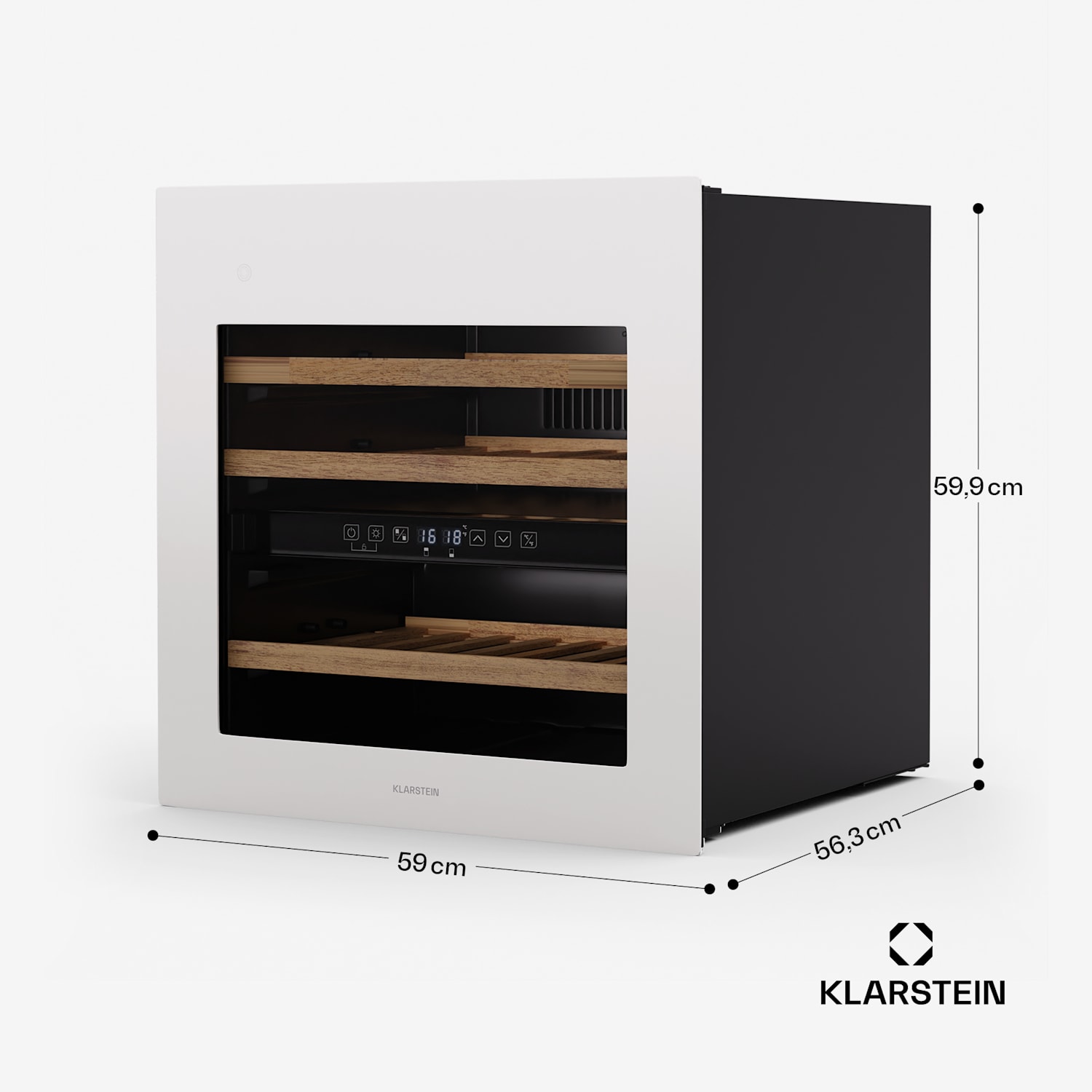Rhone 36 Duo refrigerador de vino | 36 botellas | control LED | pulsar para abrir | silencioso 2 zonas de refrigeración | 36 botellas | Blanco