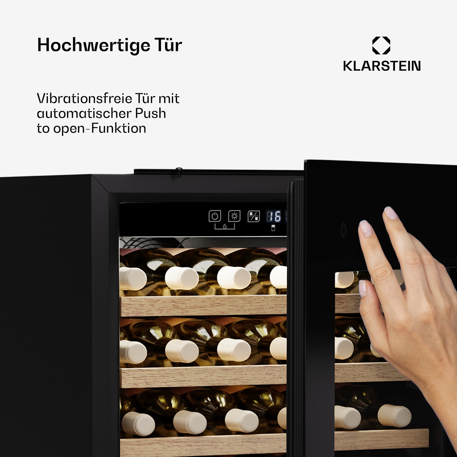 Rhone 59 Uno Weinkühlschrank | 59 Flaschen | LED-Steuerung | Push-to-Open | leise 59 Flaschen | 1 Kühlzone | Schwarz