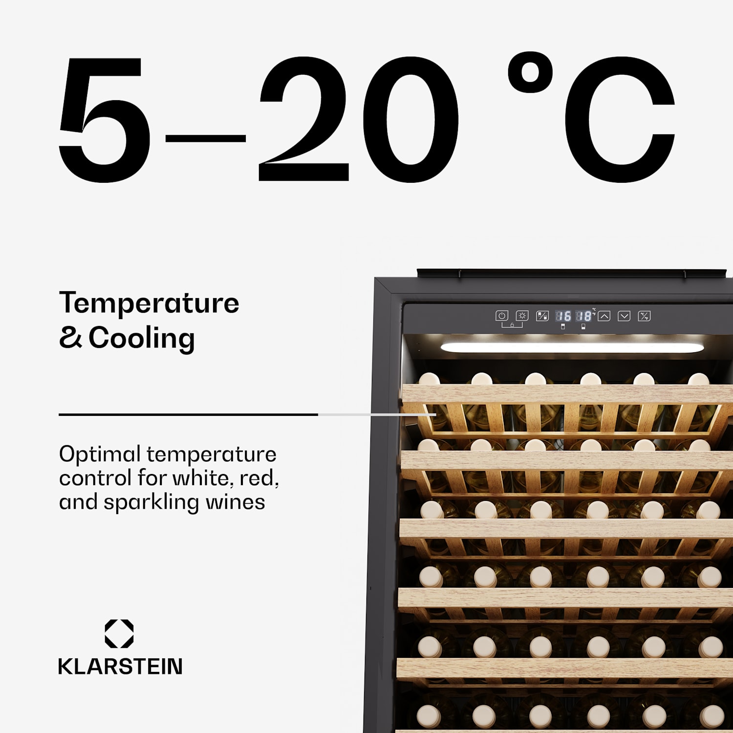 Rhone 59 Uno wijnkoelkast | 59 flessen | ledbediening | push-to-open | geruisloos 59 flessen | 1 koelzone | Zwart