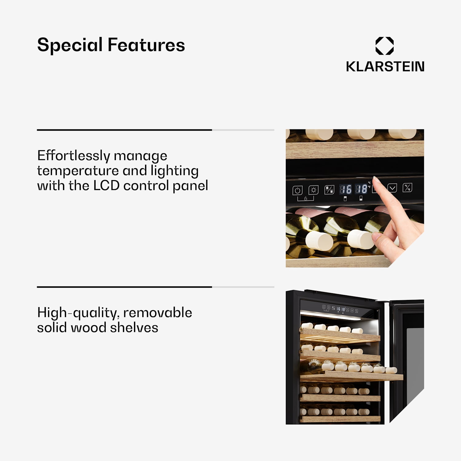 Rhone 59 Uno wijnkoelkast | 59 flessen | ledbediening | push-to-open | geruisloos 59 flessen | 1 koelzone | Zwart