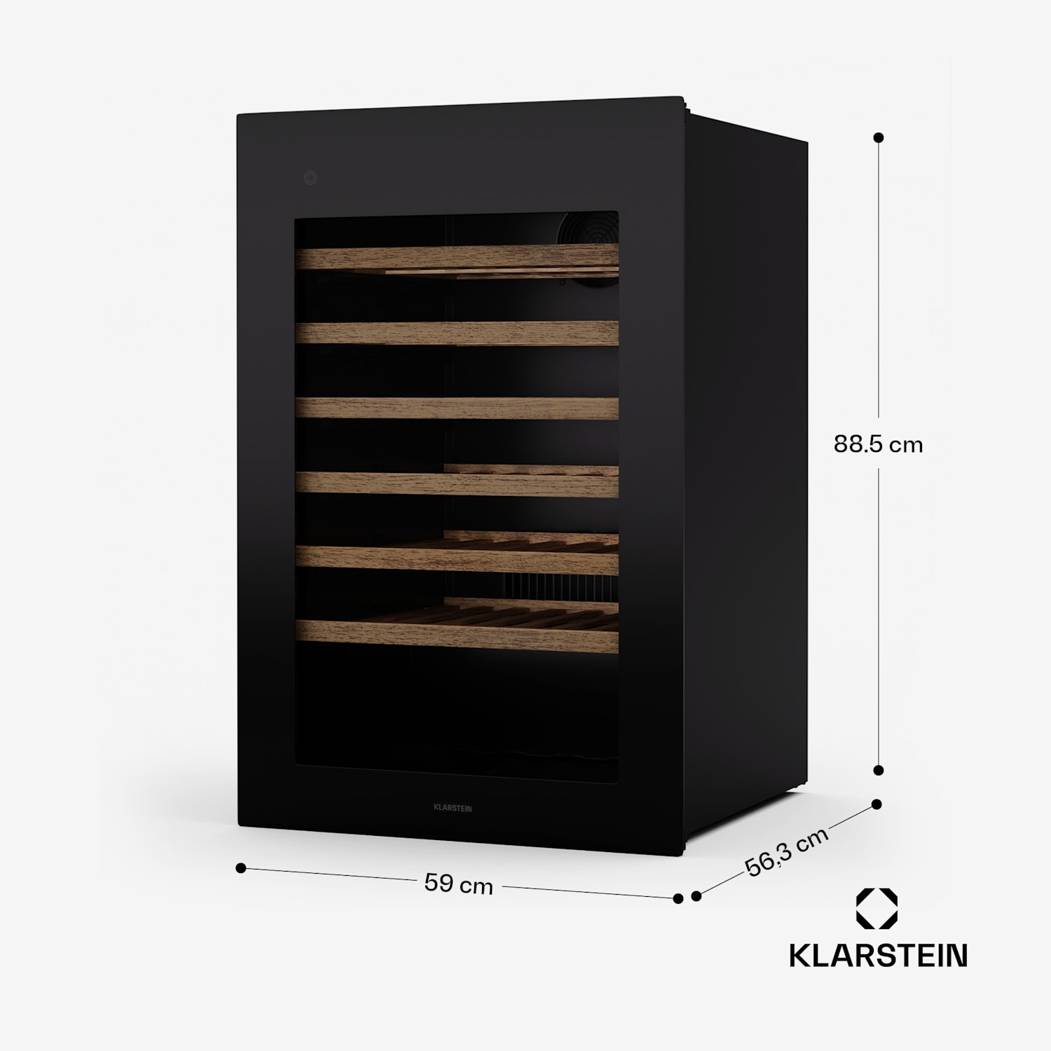 Rhone 59 Duo vinotéka, 59 lahví, LED ovládání, push-to-open, tichý chod 59 lahví | 1 chladící zóna | Černá