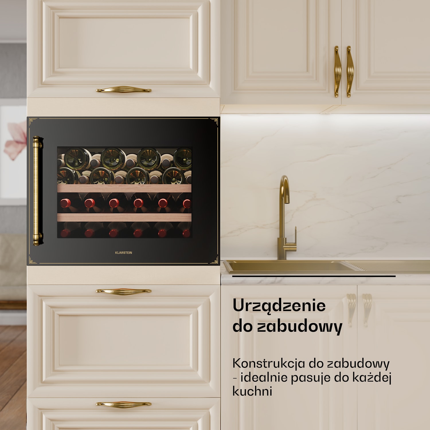 Chłodziarka do wina Vinsider Victoria 28, 28 butelek, dotykowa, ochrona UV, LED, cicha, 2 półki 28 butelek | Czarny