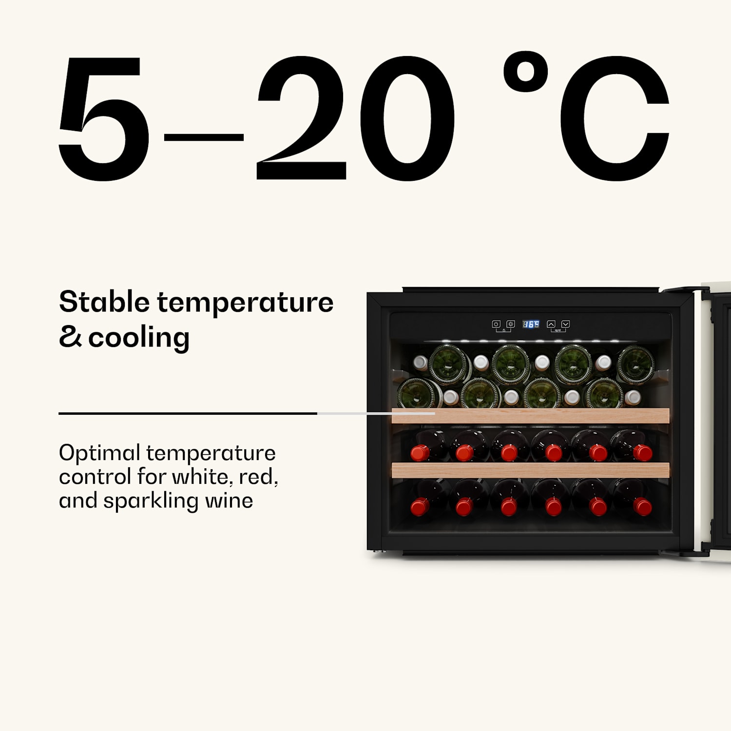 Vinsider Victoria 28 viinikaappi | 28 pulloa | kosketus | UV-suoja | LED | hiljainen | 2 hyllyä 28 pulloa | Vintage Kerma