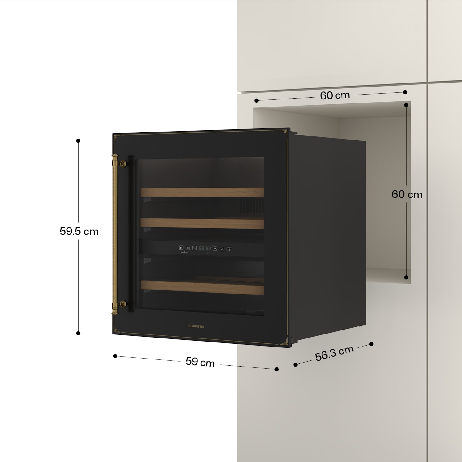 Vinsider Victoria 36 Weinkühlschrank | 36 Flaschen | Touch | UV-Schutz | LED | leise | 3 Regale 36 Flaschen | Schwarz