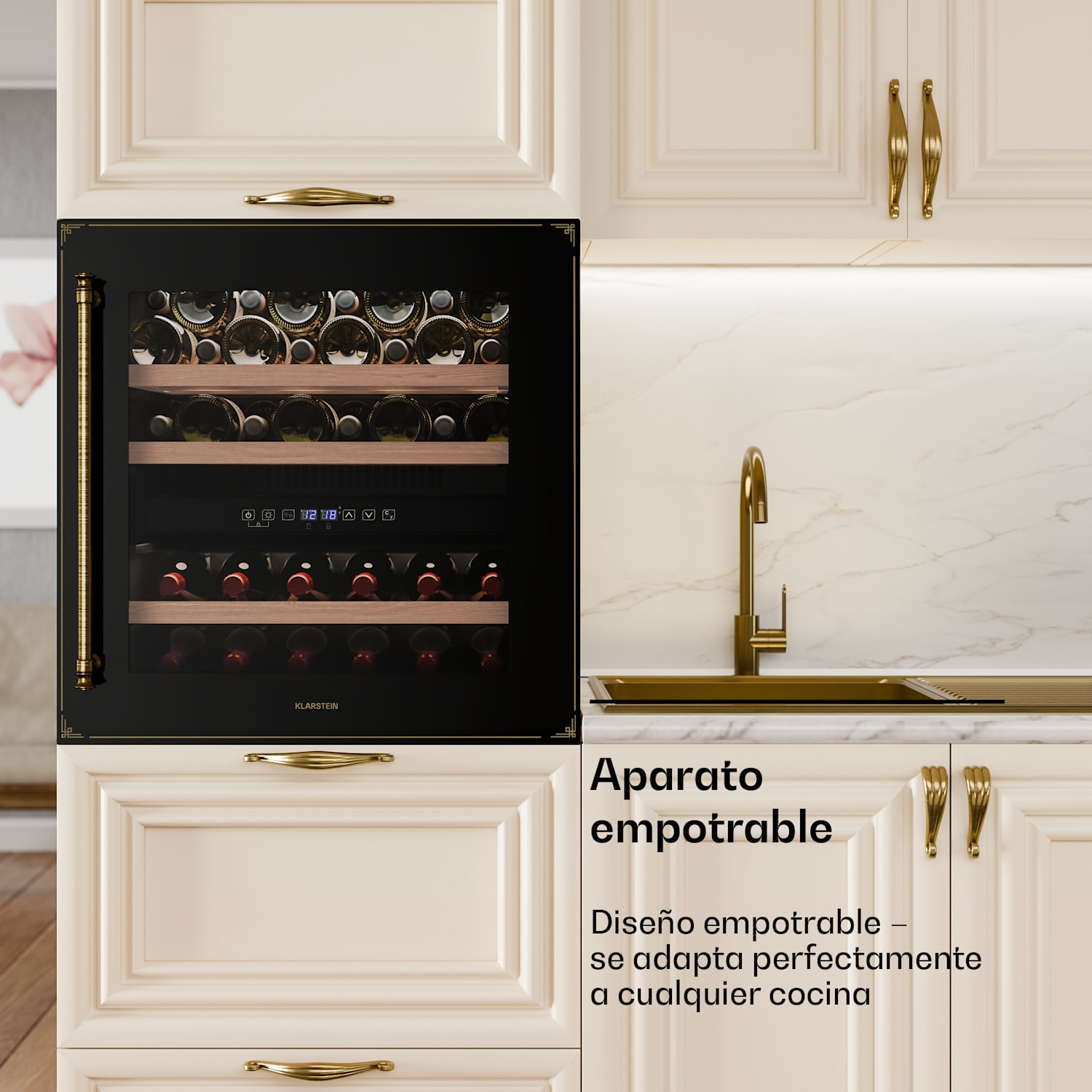 Refrigerador de vino Vinsider Victoria 36 | 36 botellas | táctil | protección UV | LED | silencioso | 3 estantes  36 botellas | Negro