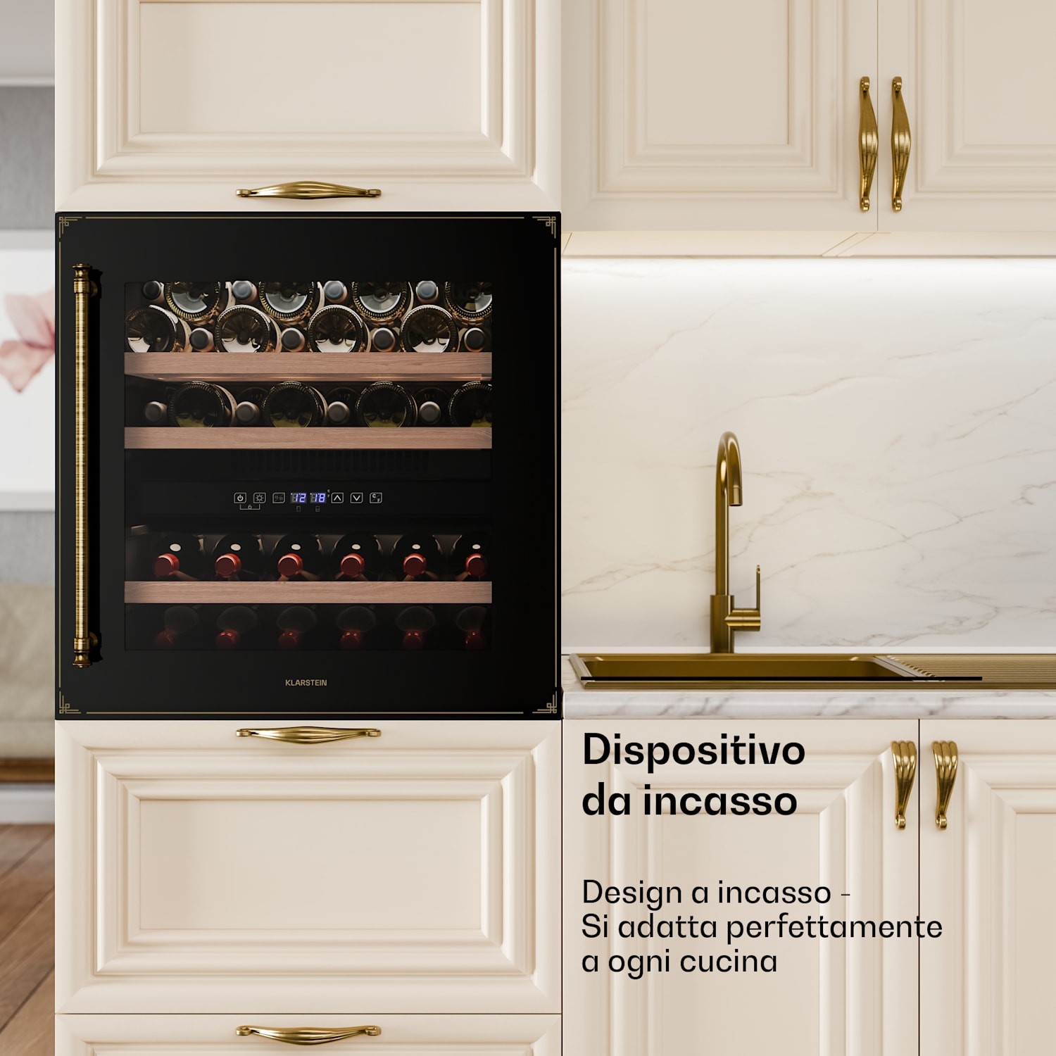 Vinsider Victoria 36 - Frigorifero per vini | 36 bottiglie | Touch | Protezione UV | LED | Silenzioso | 3 ripiani 36 bottiglie | Nero