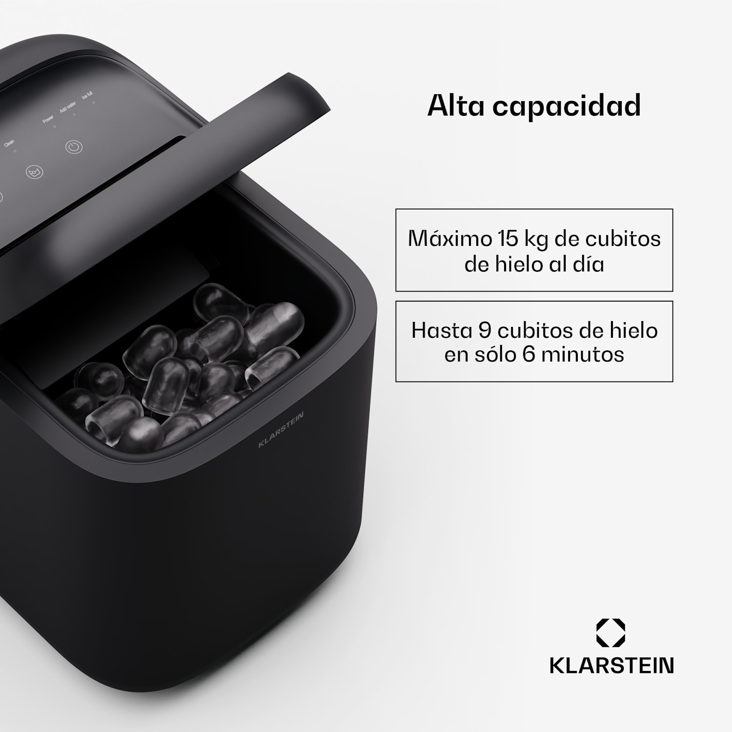 Máquina de hielo SparkIce | 2 modos | 1,5 litros de agua fría | limpieza automática | 15kg/24h Negro