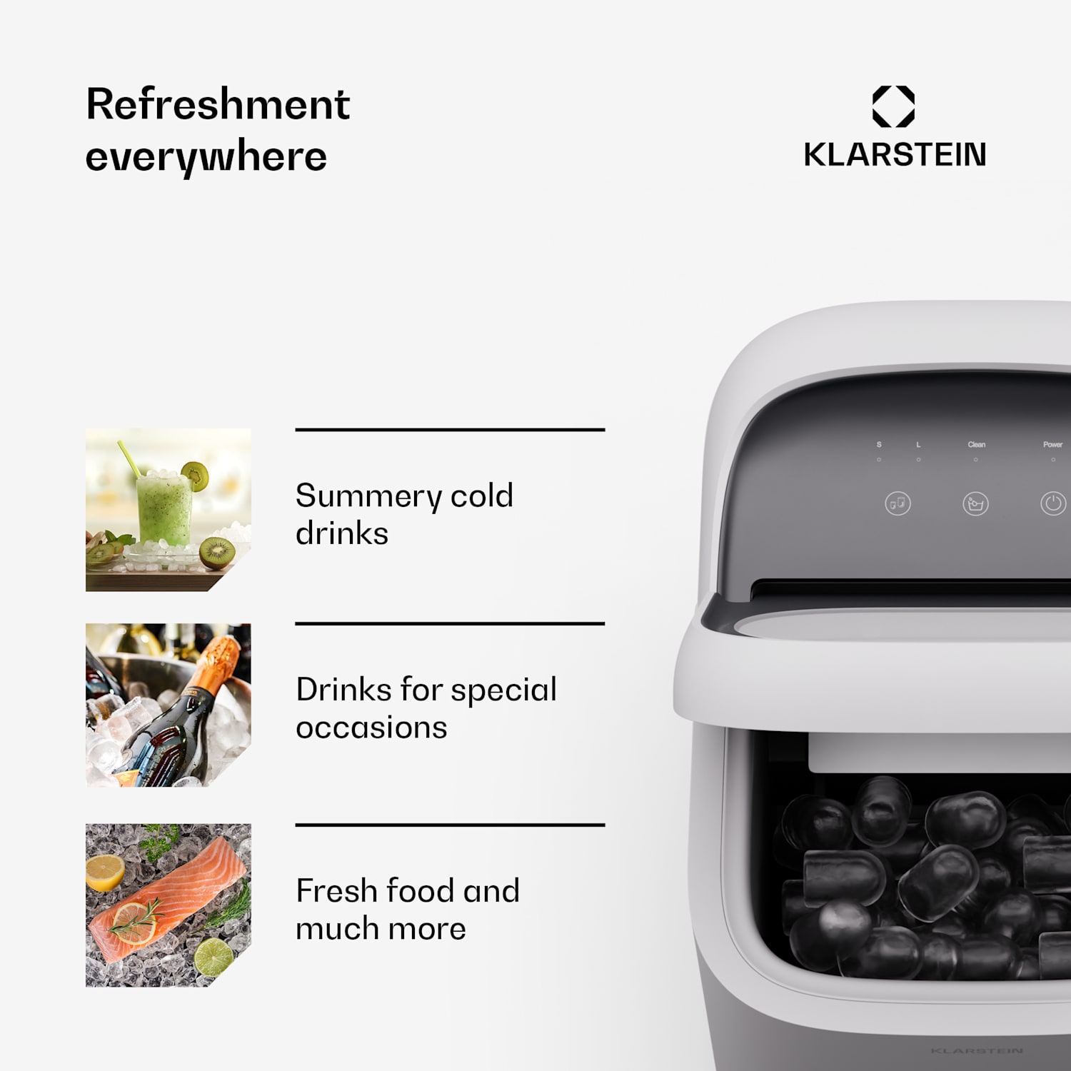 SparkIce ijsblokjesmachine | 2 modi | 1,5 liter koud water | automatisch reinigen | 15 kg/ 24 u Wit