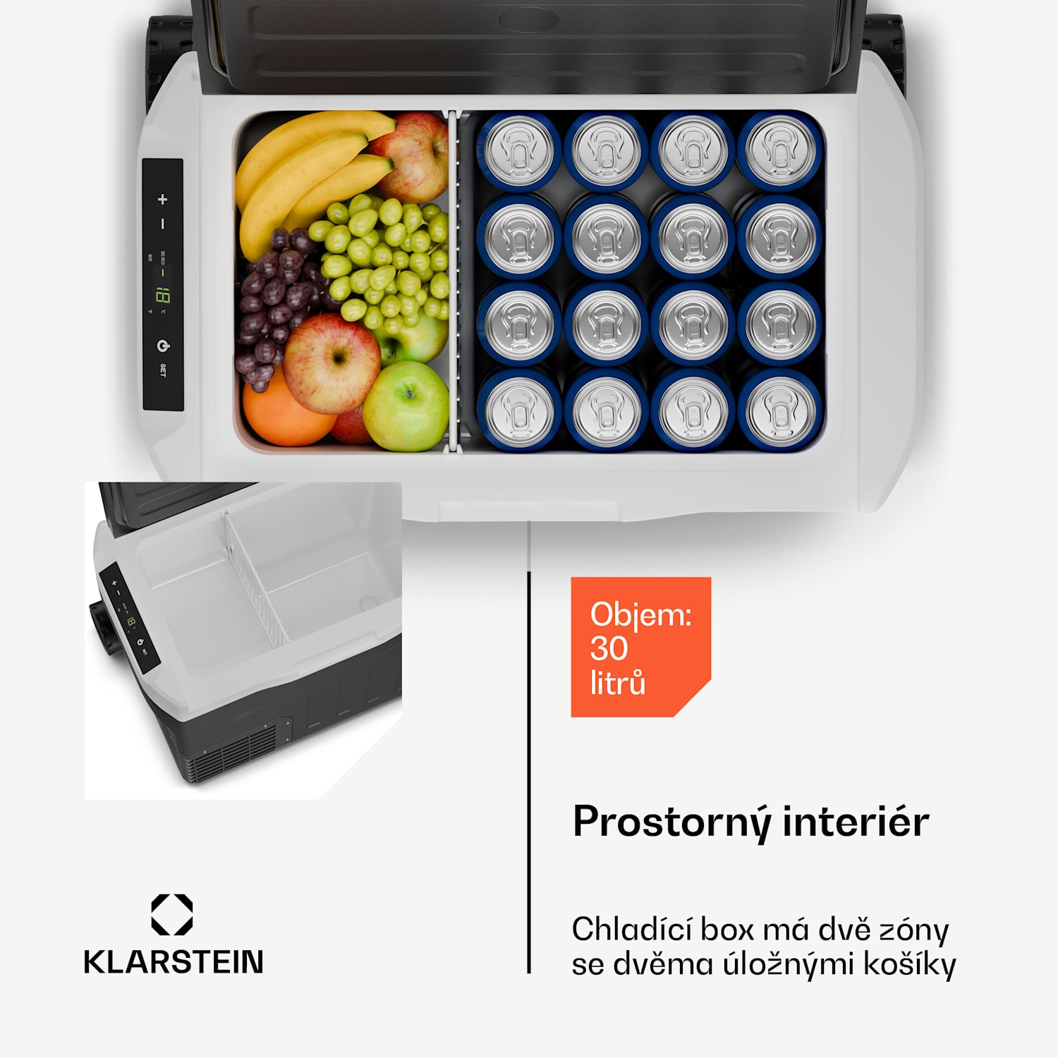 PolarForce 30L kompresorový chladící box| LCD panel, osvětlení, off-road, ochrana baterie, 12V/230V 30 litrů | Černá